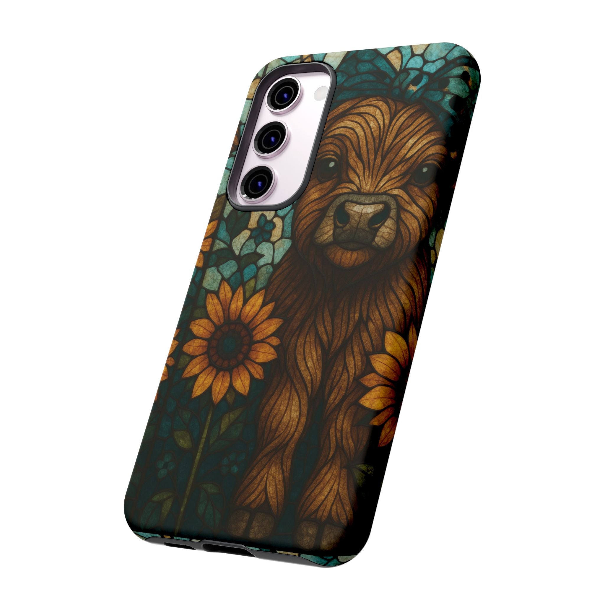 Stained Glass Baby Cow Phone Case – Sunflower Farmhouse Animal Design