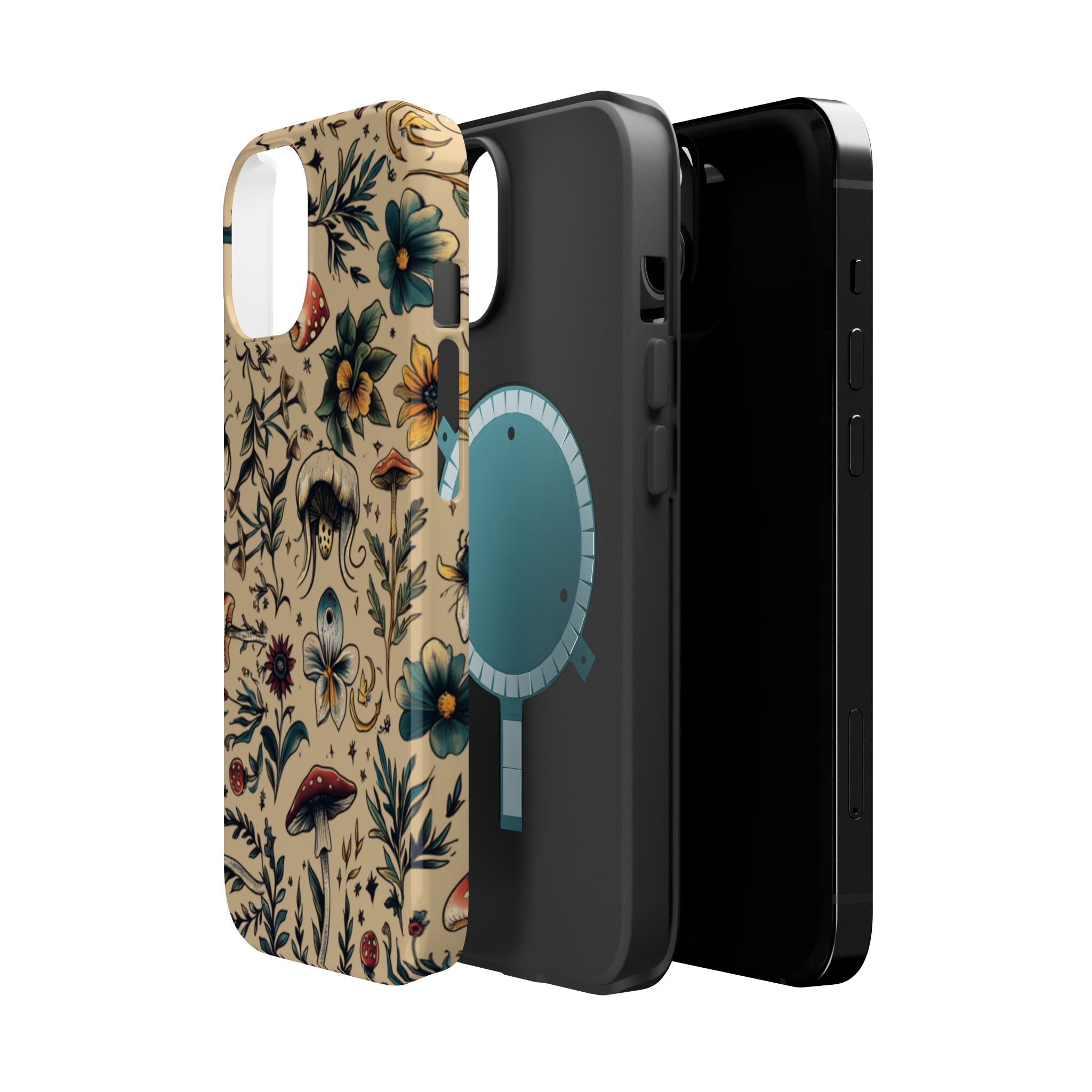 Vintage Botanical Mushroom Phone Case – MagSafe-Compatible Cover