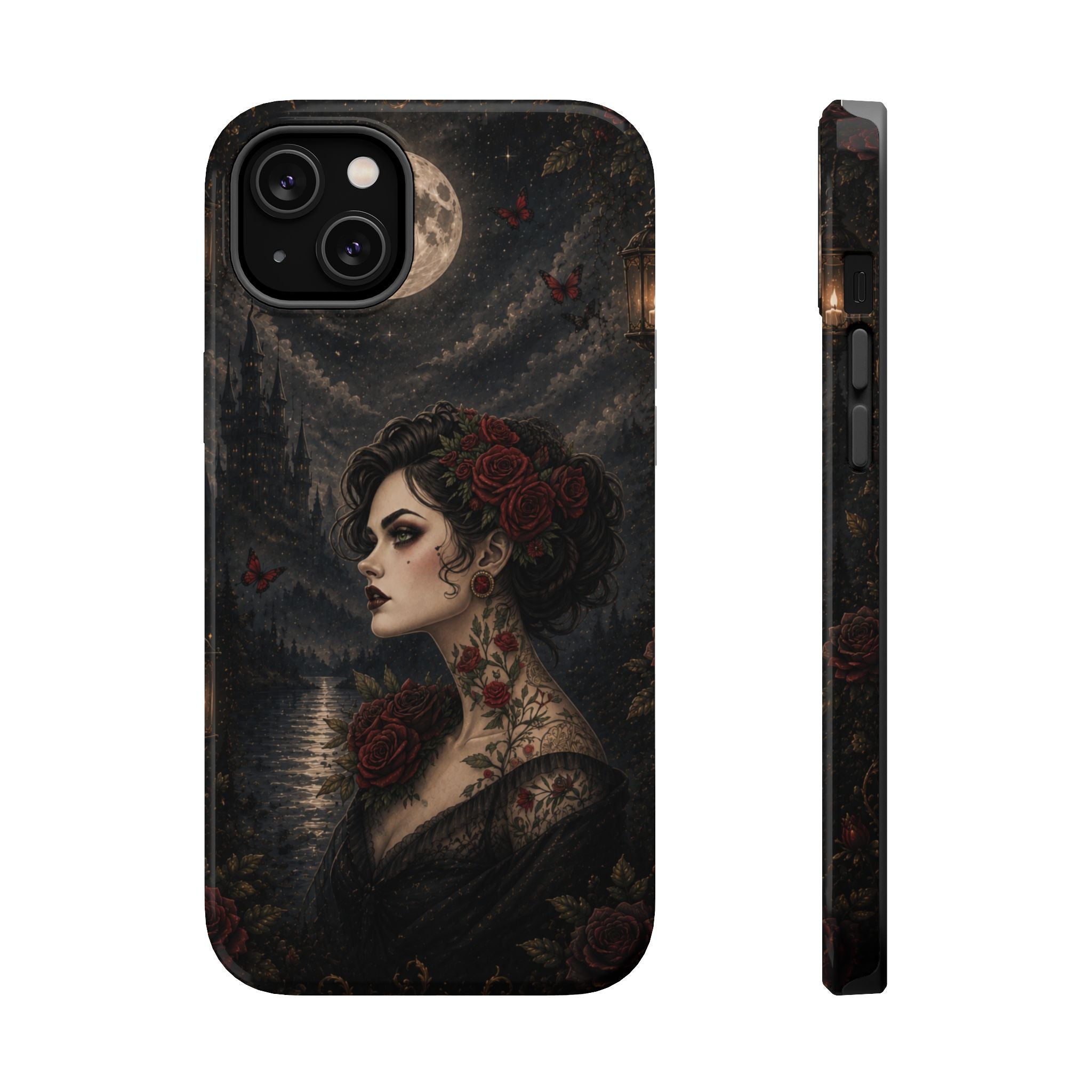 Gothic Rose Portrait Phone Case – Dark Romance MagSafe-Compatible Cover