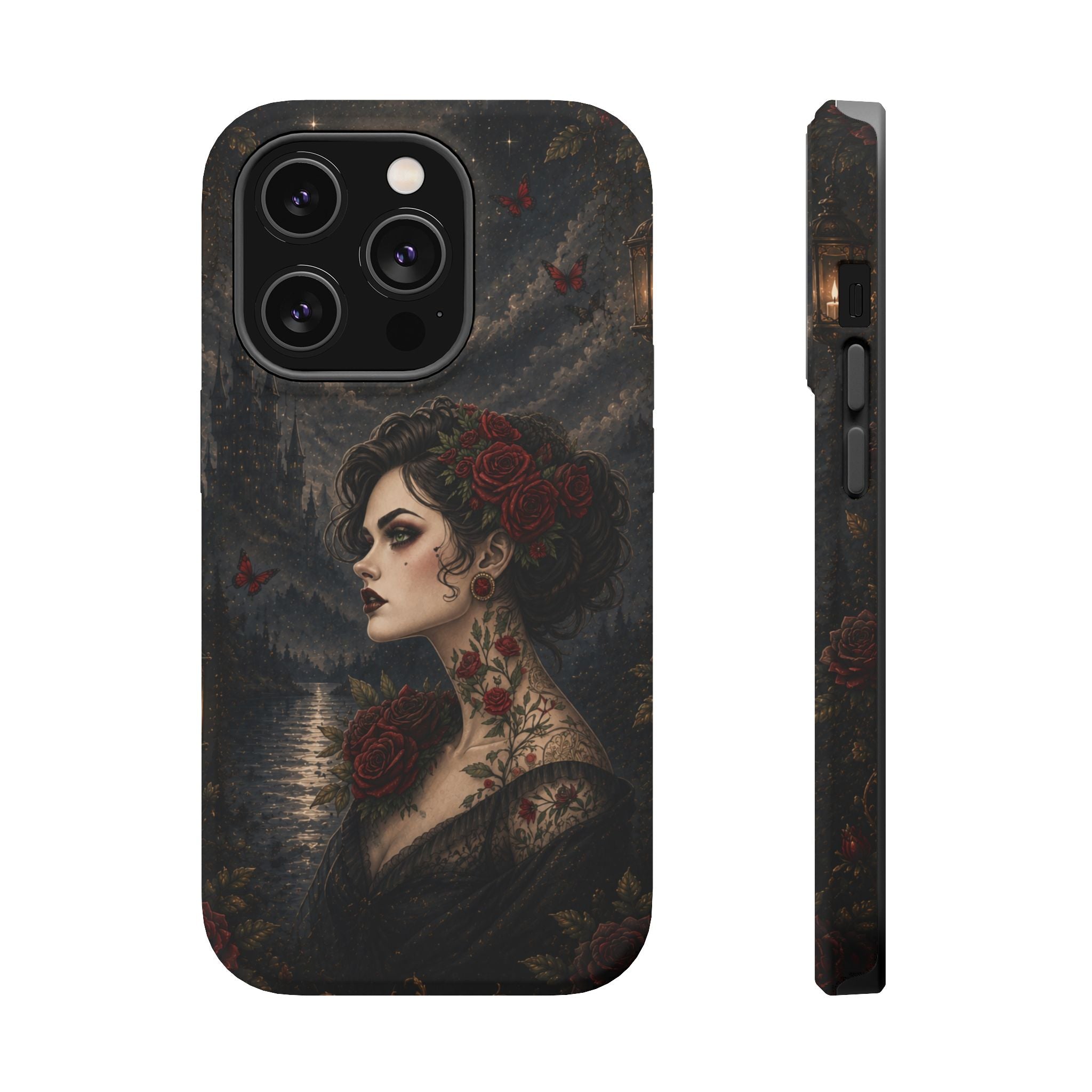 Gothic Rose Portrait Phone Case – Dark Romance MagSafe-Compatible Cover