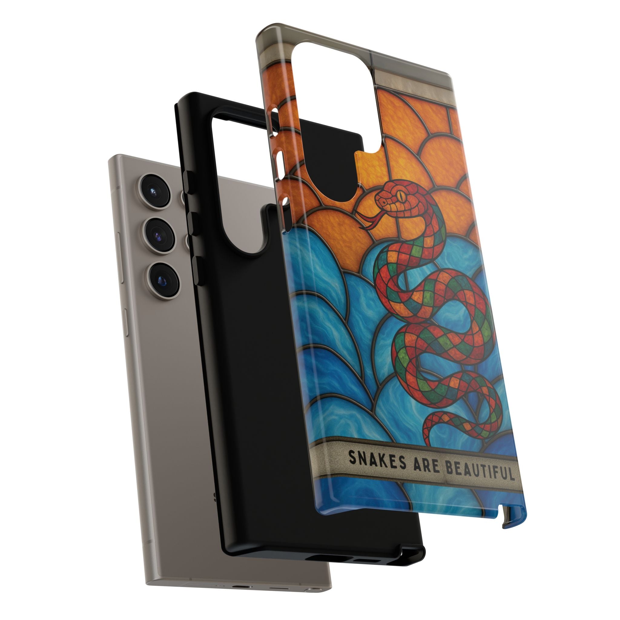 Snakes Are Beautiful Stained Glass Phone Case, Colorful Reptile Design Phone Cover, Nature Lovers Reptile Phone Case, Danger Noodle Case