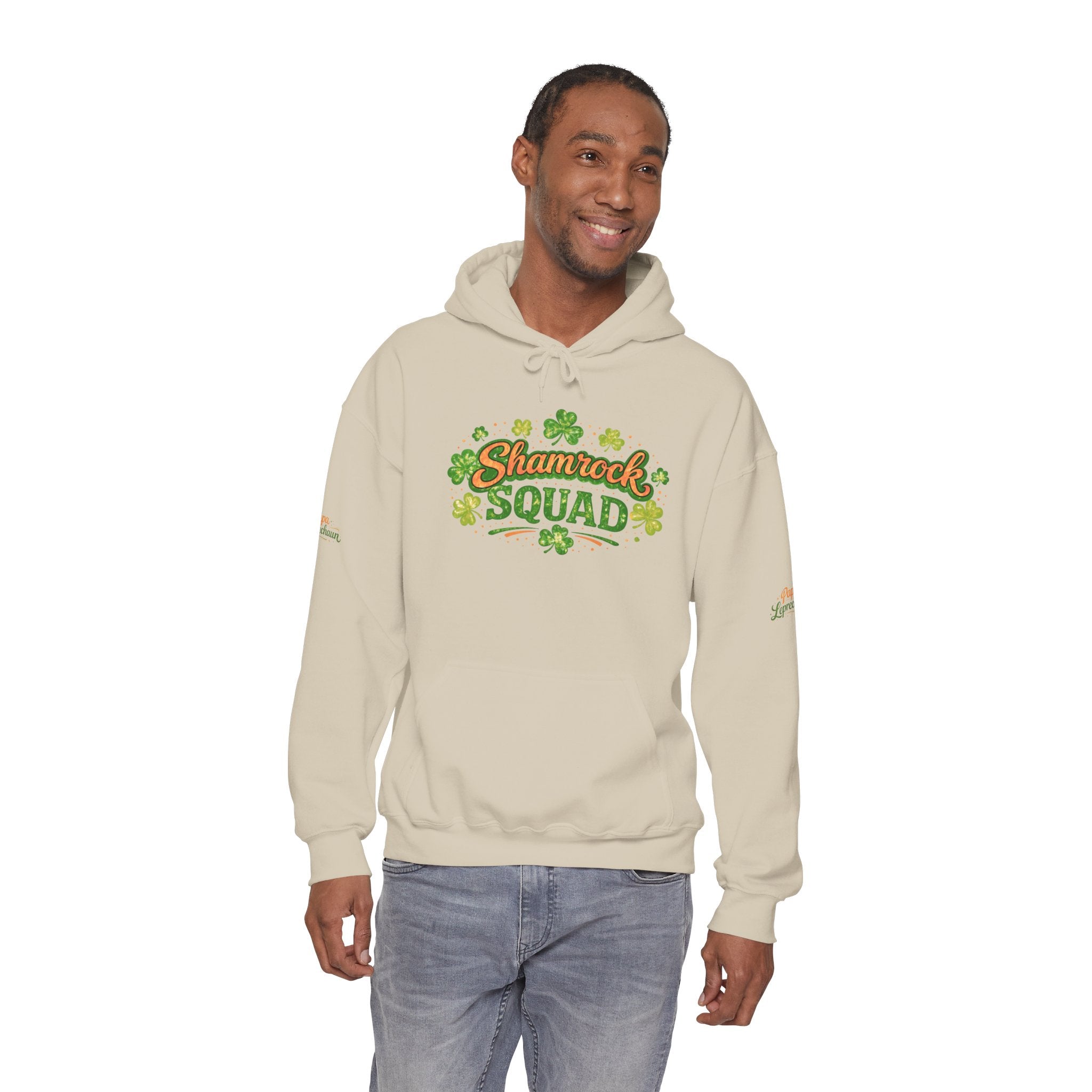 Papa Leprechaun Shamrock Squad Hoodie — St. Patrick’s Day Green Clover Sweatshirt