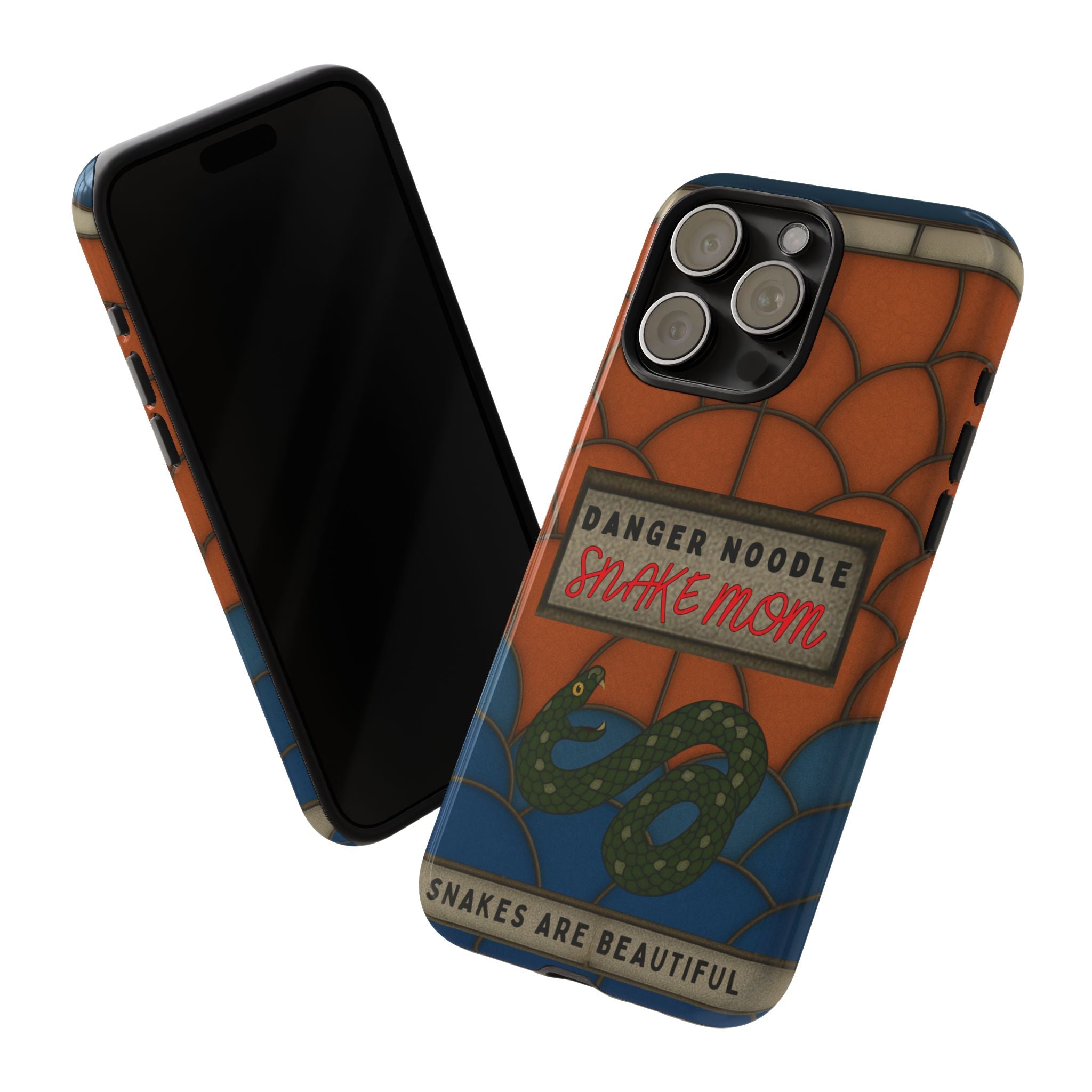 Danger Noodle Snake Mom Phone Case | Snakes Are Beautiful |Stained Glass Snake Art | Funny Snake Lover Gift |  Reptile Mom Phone Cover
