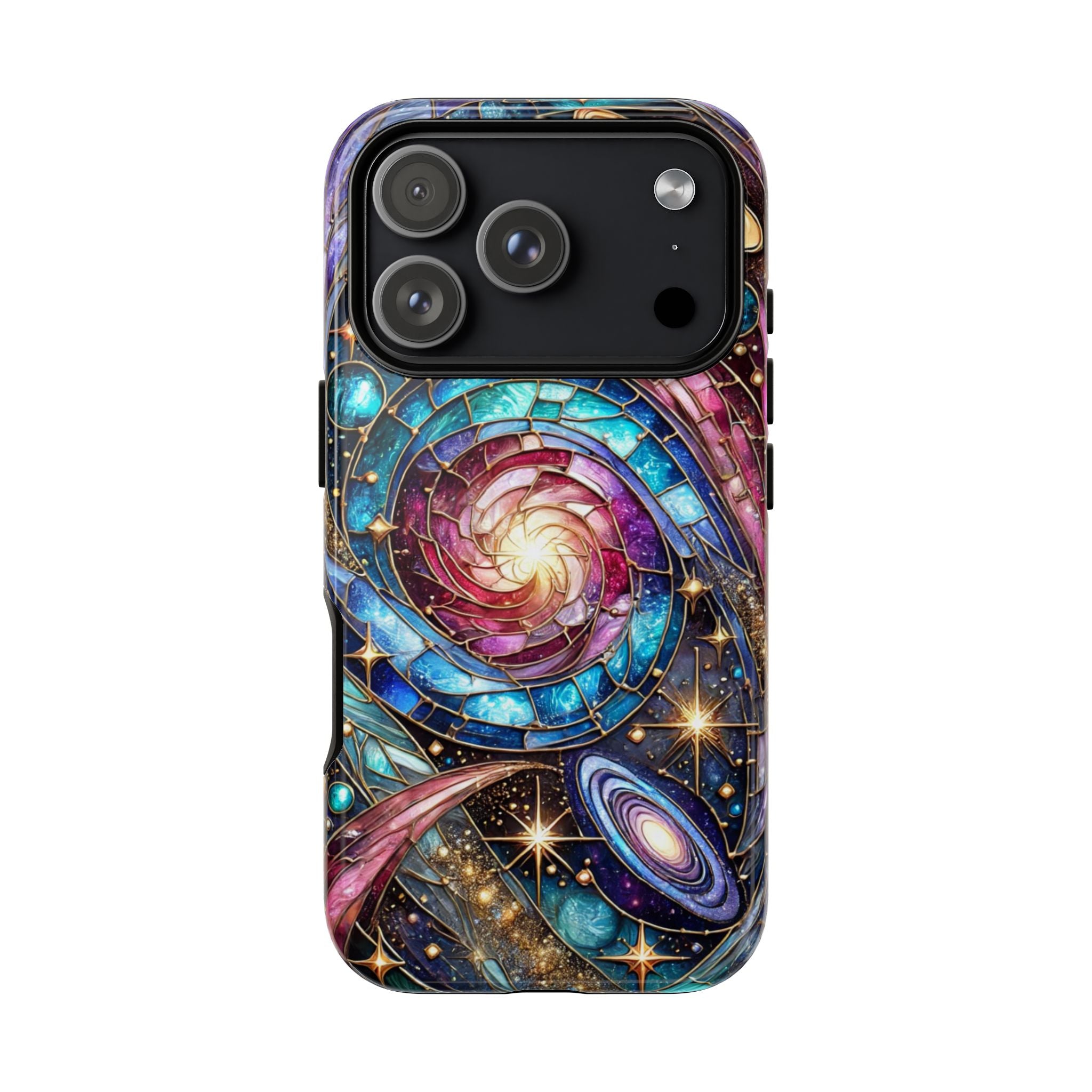 Galaxy Swirl Stained Glass Phone Case – Cosmic Celestial Cover