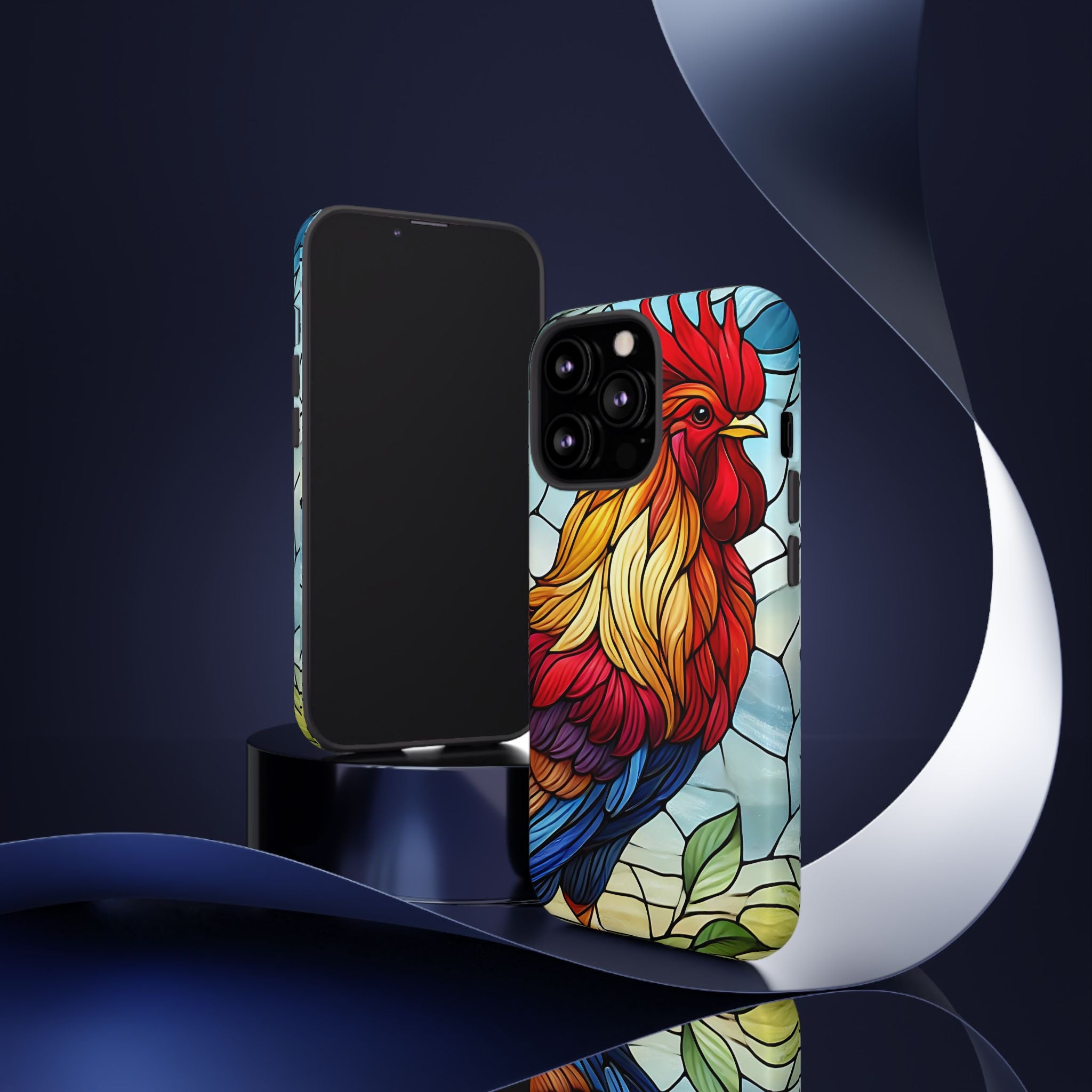 Colorful Stained Glass Rooster Android Case, Tough Protective Phone Cover, Farmhouse Decor Protective Phone Case, Unique Chicken Design