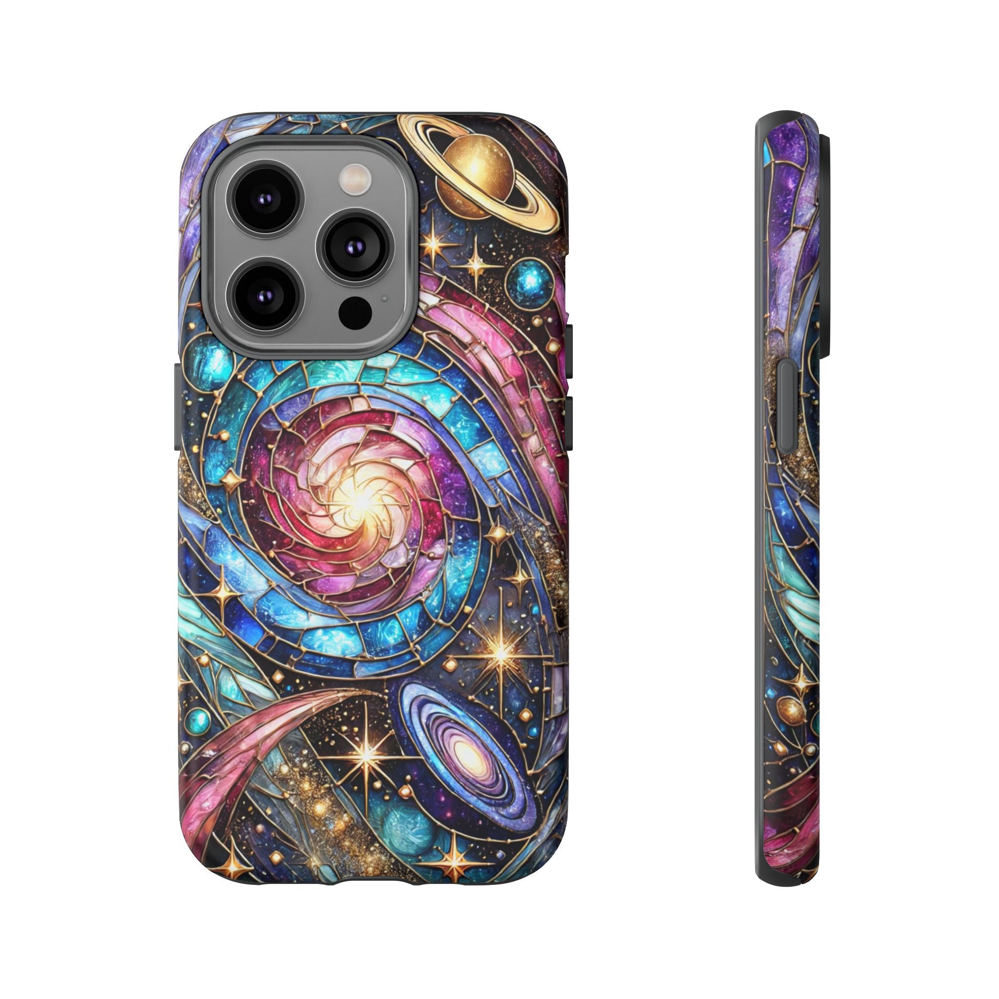 Galaxy Swirl Stained Glass Phone Case – Cosmic Celestial Cover