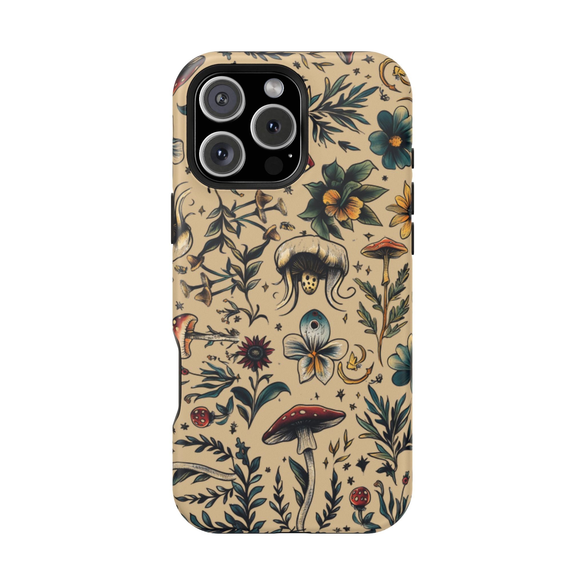 Vintage Botanical Mushroom Phone Case – MagSafe-Compatible Cover