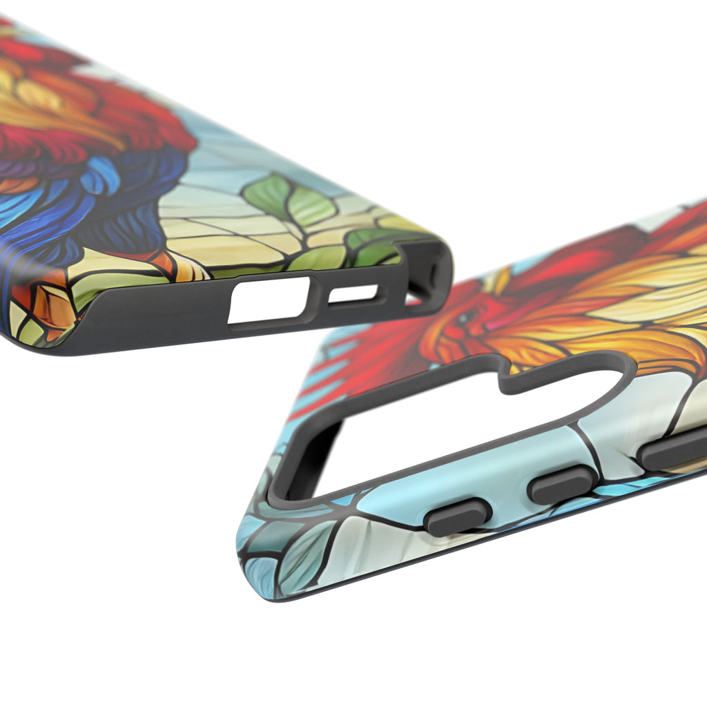 Rooster Faux Stained Glass Phone Case – 3D Full-Wrap Protective Cover with TPU Liner