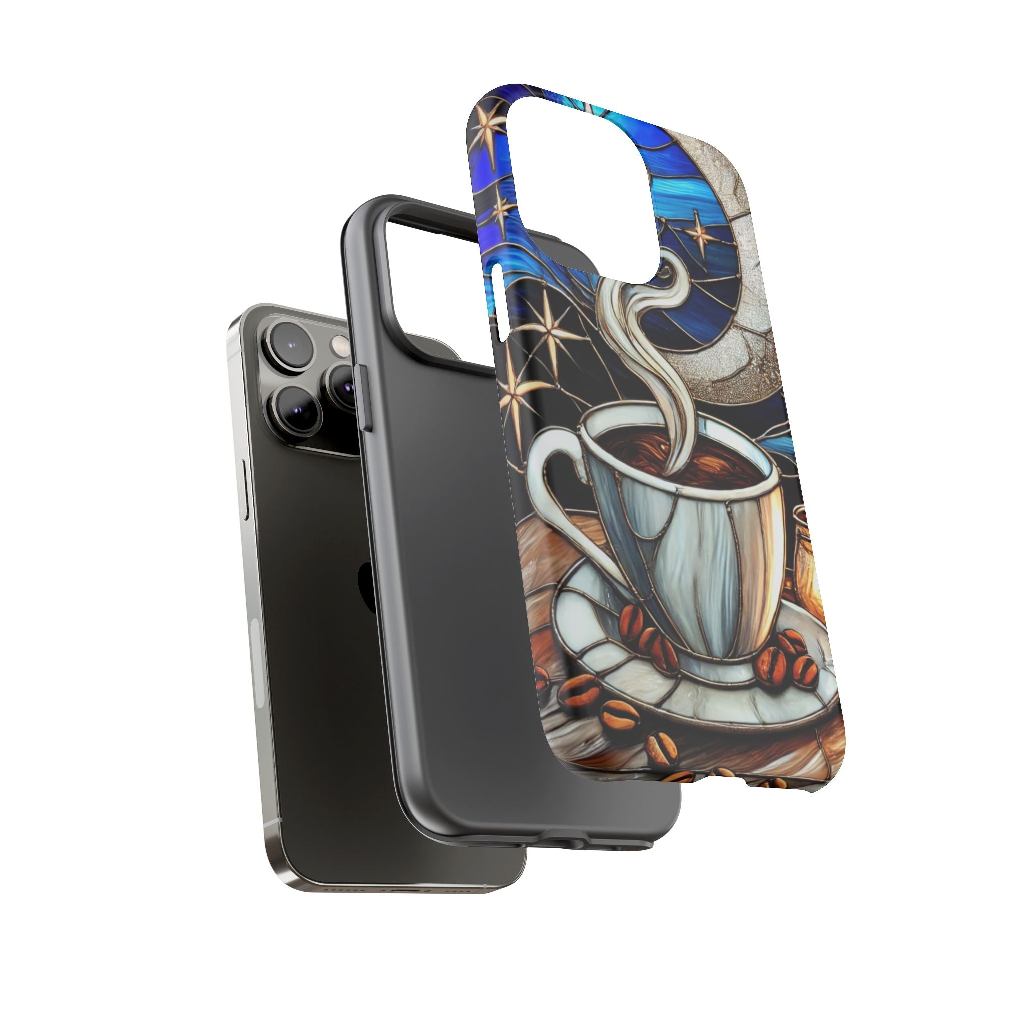 Stained Glass Coffee Phone Case – Cozy Artistic Design for Coffee Lovers