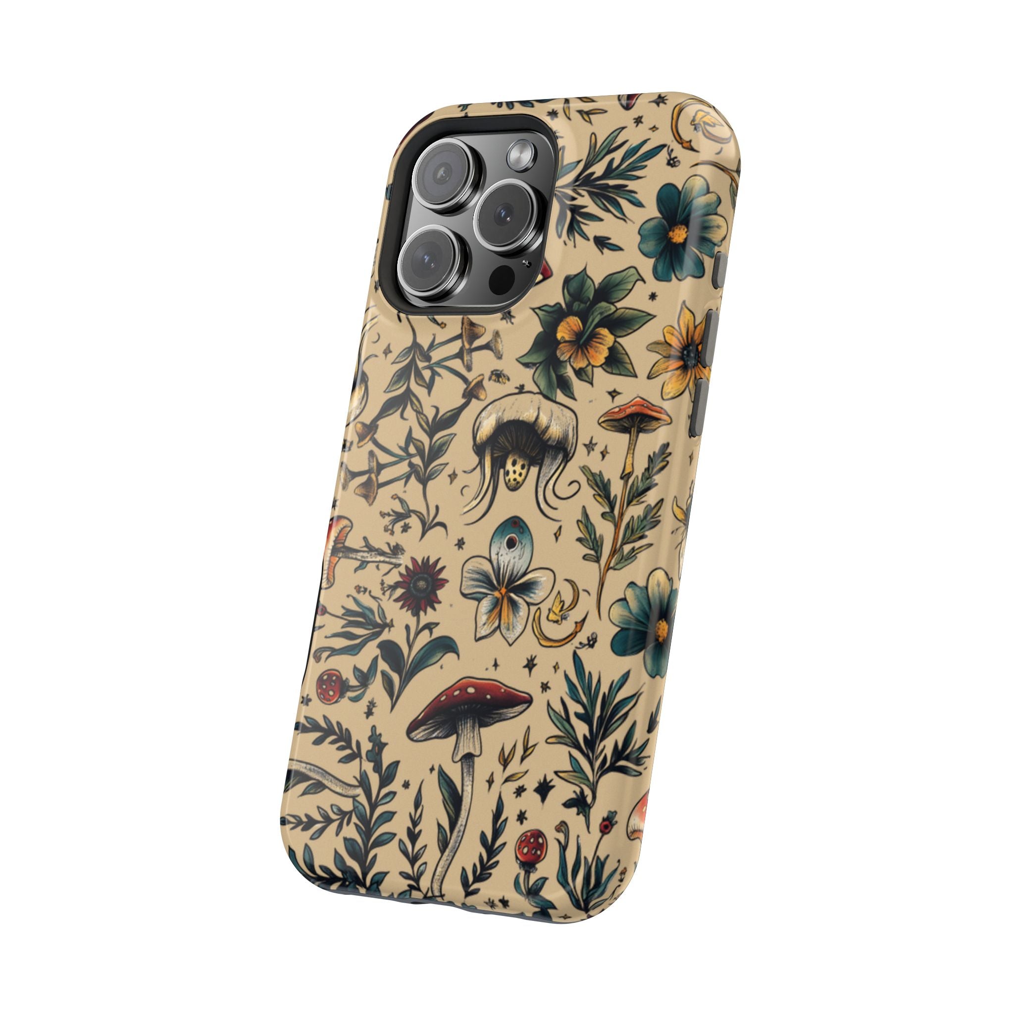 Vintage Botanical Mushroom Phone Case – MagSafe-Compatible Cover