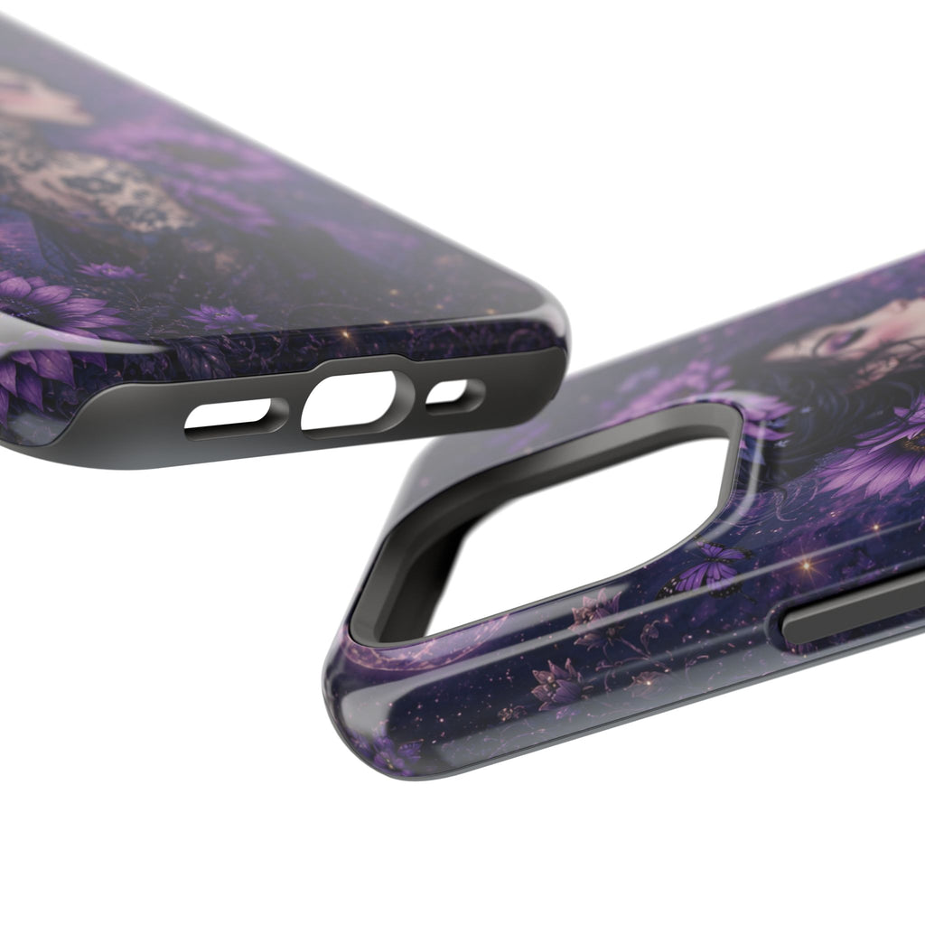 Gothic Floral Woman Phone Case – Dark Botanical MagSafe-Compatible Cover
