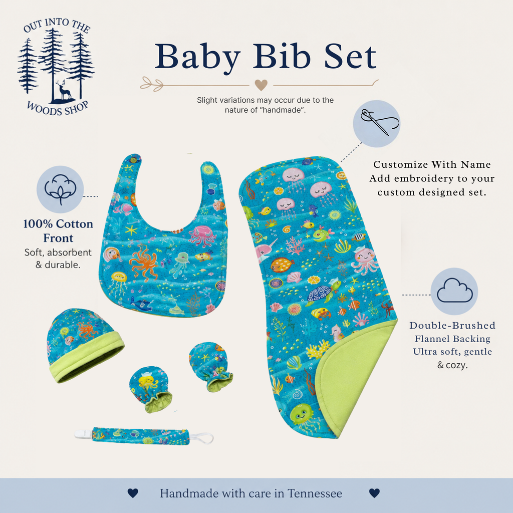 Green Ocean Baby Gift Set – Handmade Newborn Essentials (0–3 Months)
