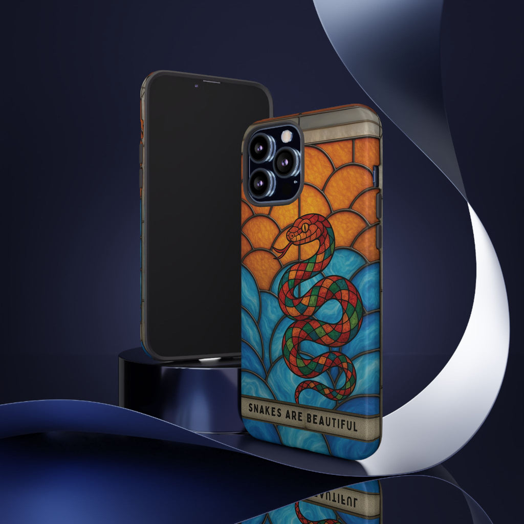 Snakes Are Beautiful Stained Glass Phone Case, Colorful Reptile Design Phone Cover, Nature Lovers Reptile Phone Case, Danger Noodle Case