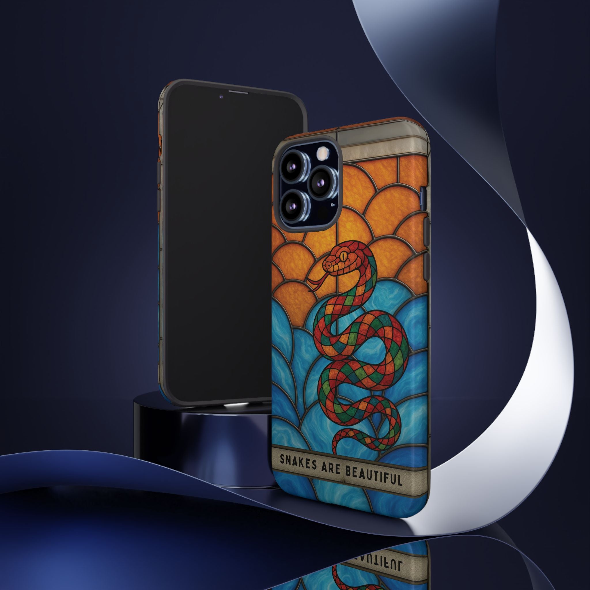 Snakes Are Beautiful Stained Glass Phone Case, Colorful Reptile Design Phone Cover, Nature Lovers Reptile Phone Case, Danger Noodle Case
