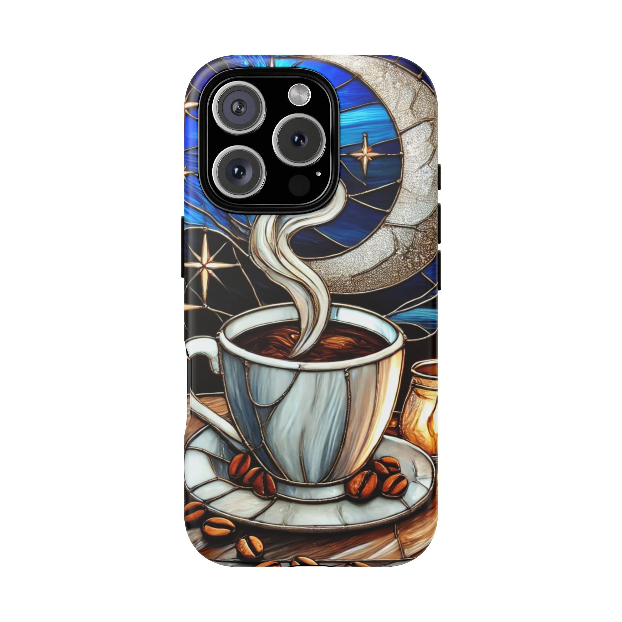 Stained Glass Coffee Phone Case – Cozy Artistic Design for Coffee Lovers