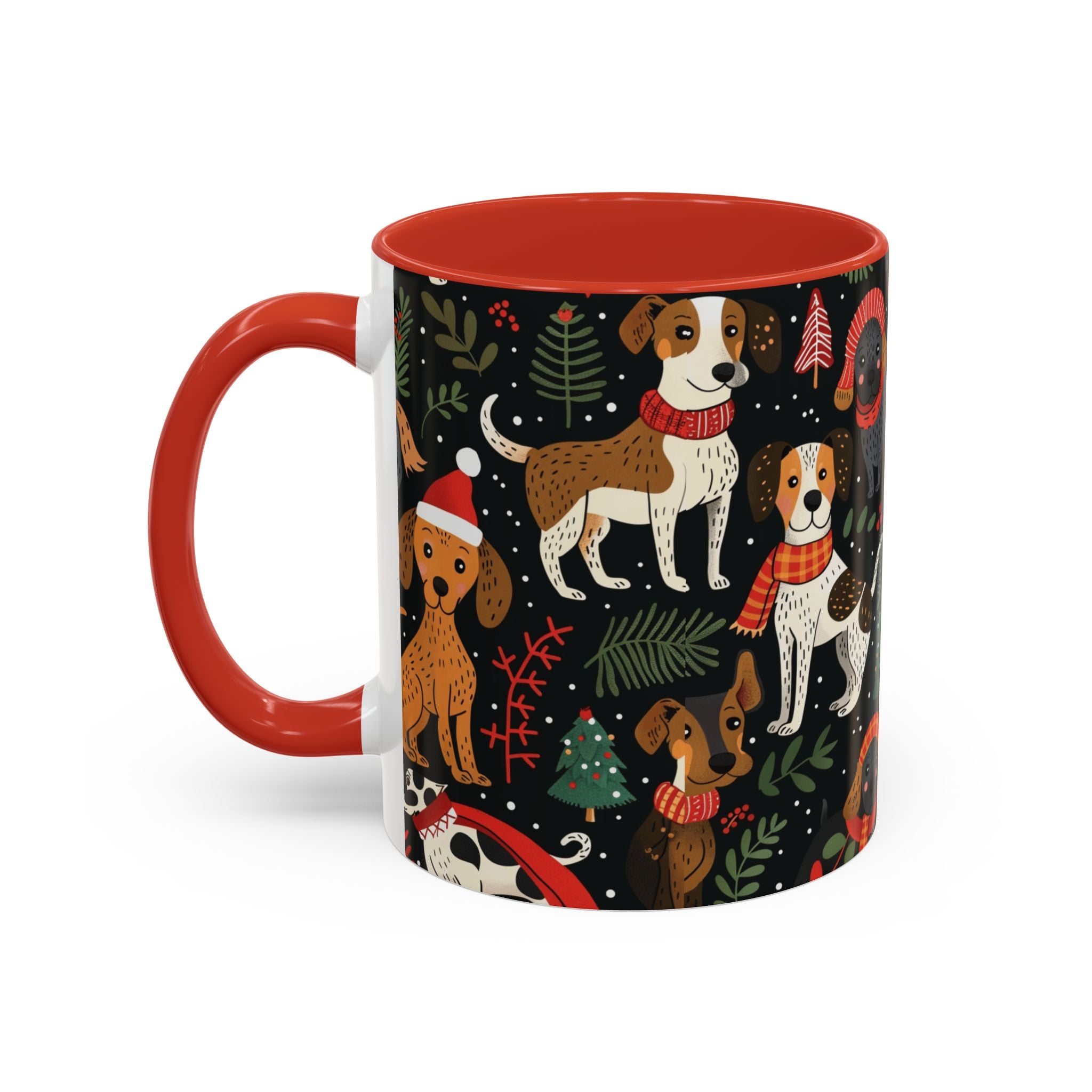 Holiday Dogs Coffee Mug — Festive Dachshund & Beagle Pattern (11/15oz)