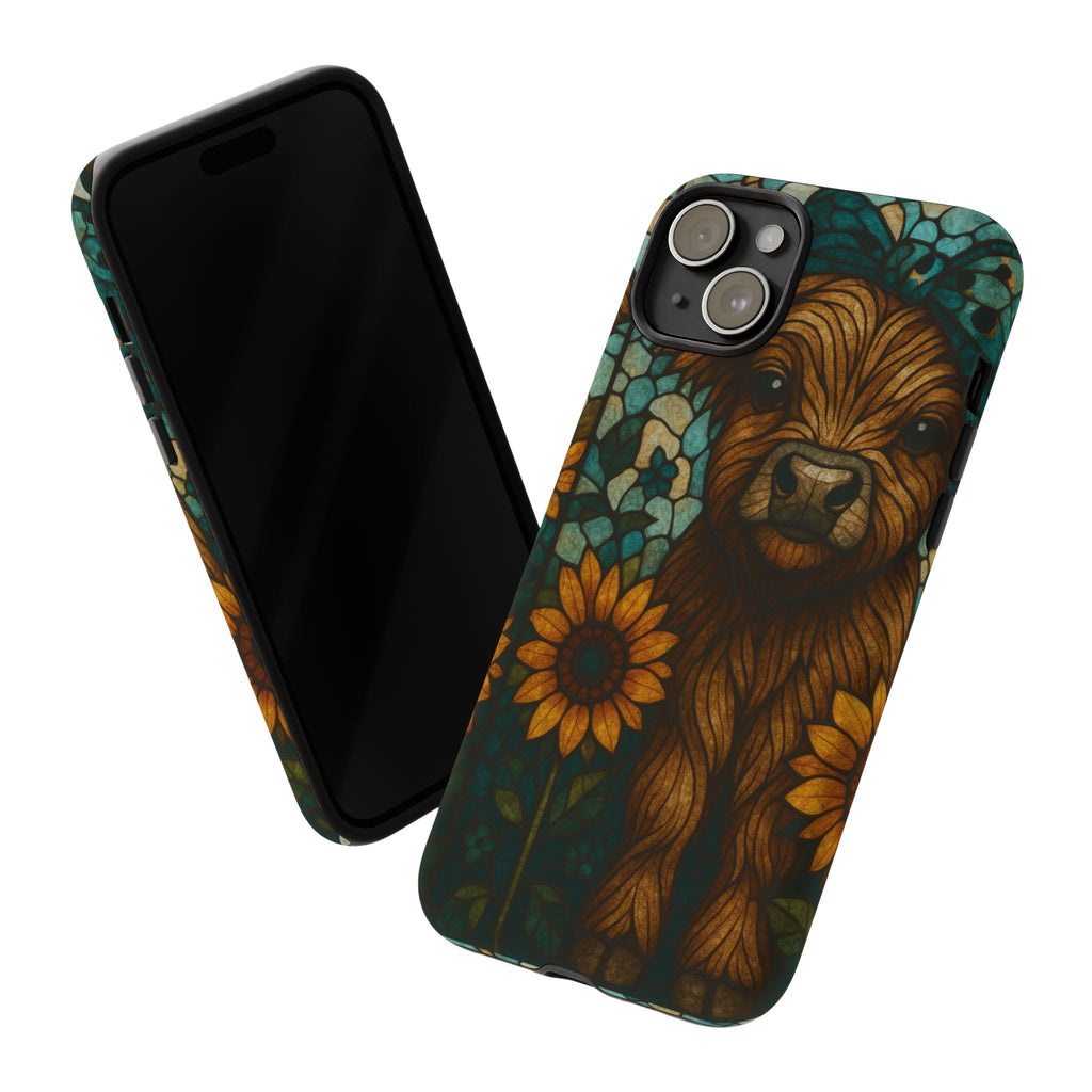 Stained Glass Baby Cow Phone Case – Sunflower Farmhouse Animal Design