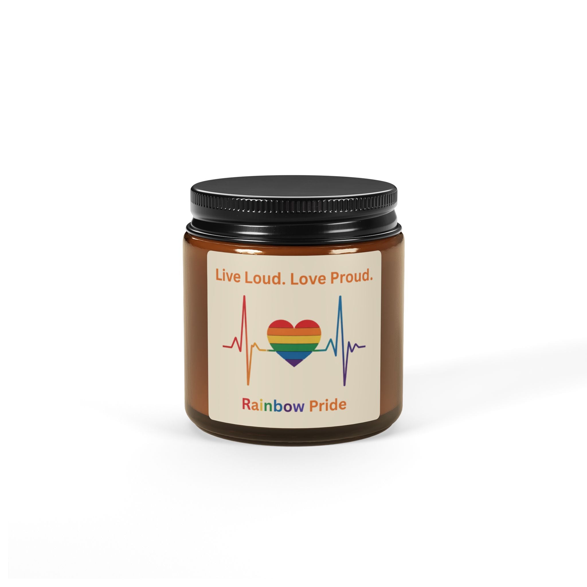 Pride Rainbow Heartbeat Scented Soy Candle, Pride Celebrations Gift for LGBTQ+ Friends, Inclusive Statement Candle Grad Gift from Mom Dad