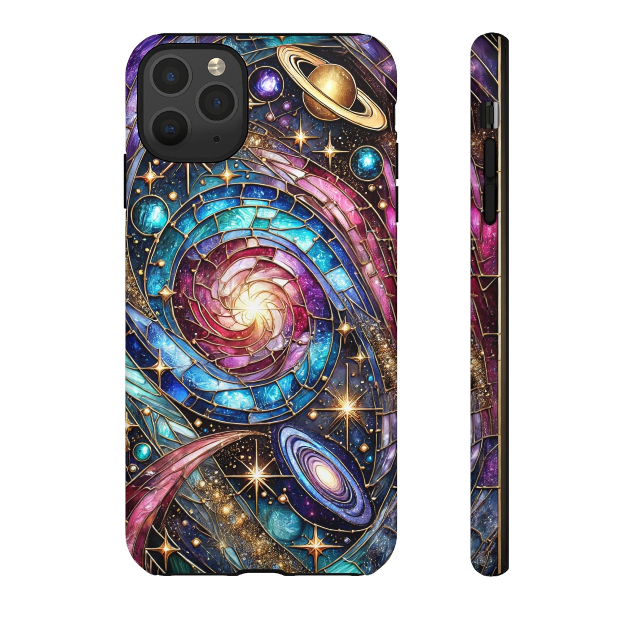Galaxy Swirl Stained Glass Phone Case – Cosmic Celestial Cover