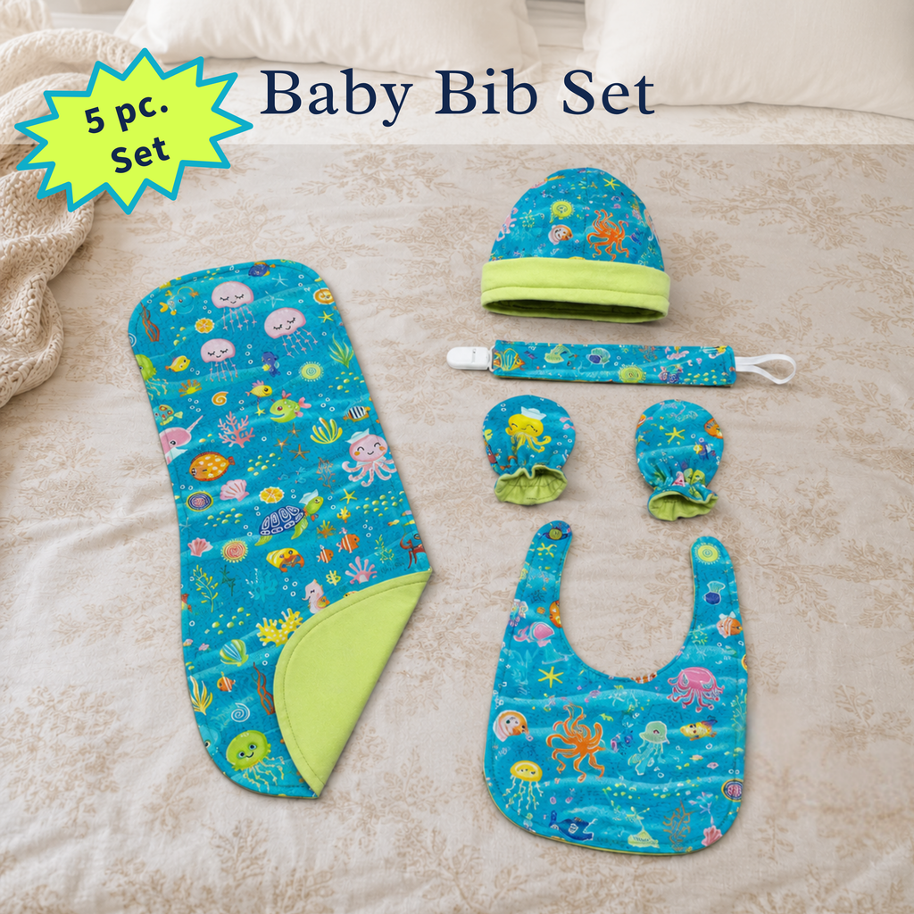 Green Ocean Baby Gift Set – Handmade Newborn Essentials (0–3 Months)