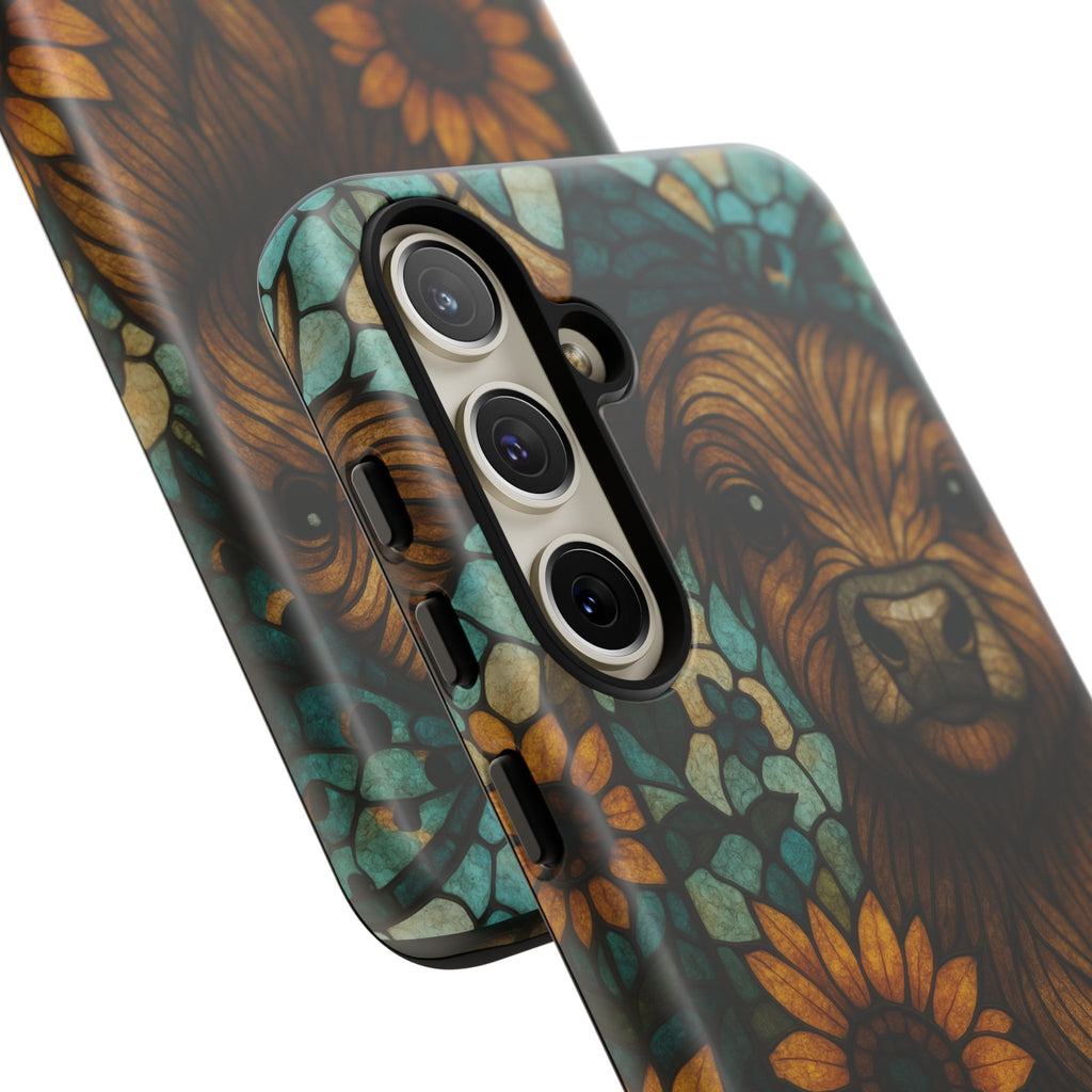 Stained Glass Baby Cow Phone Case – Sunflower Farmhouse Animal Design