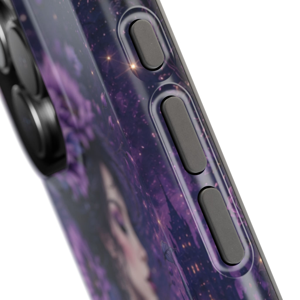 Gothic Floral Woman Phone Case – Dark Botanical MagSafe-Compatible Cover