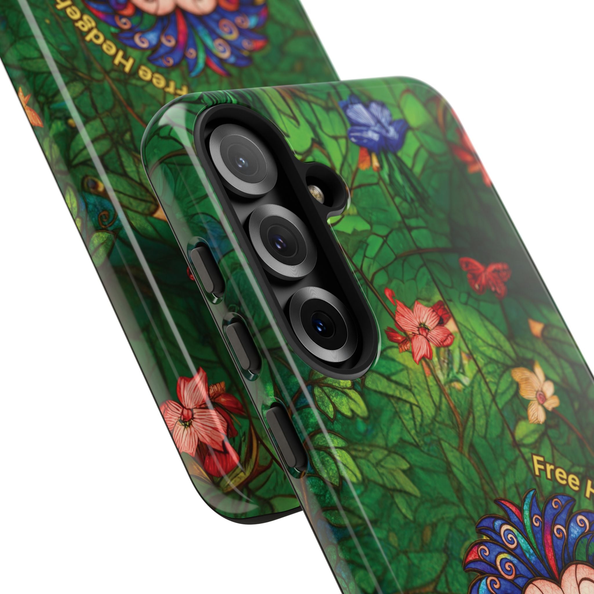 Stained Glass Hedgehog Phone Case – "Free Hedgehugs" Floral Design
