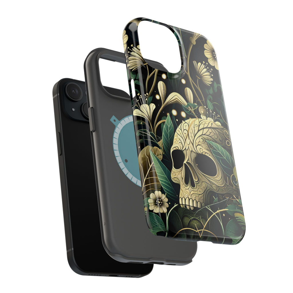 Floral Skull Phone Case – Botanical Gothic MagSafe-Compatible Cover