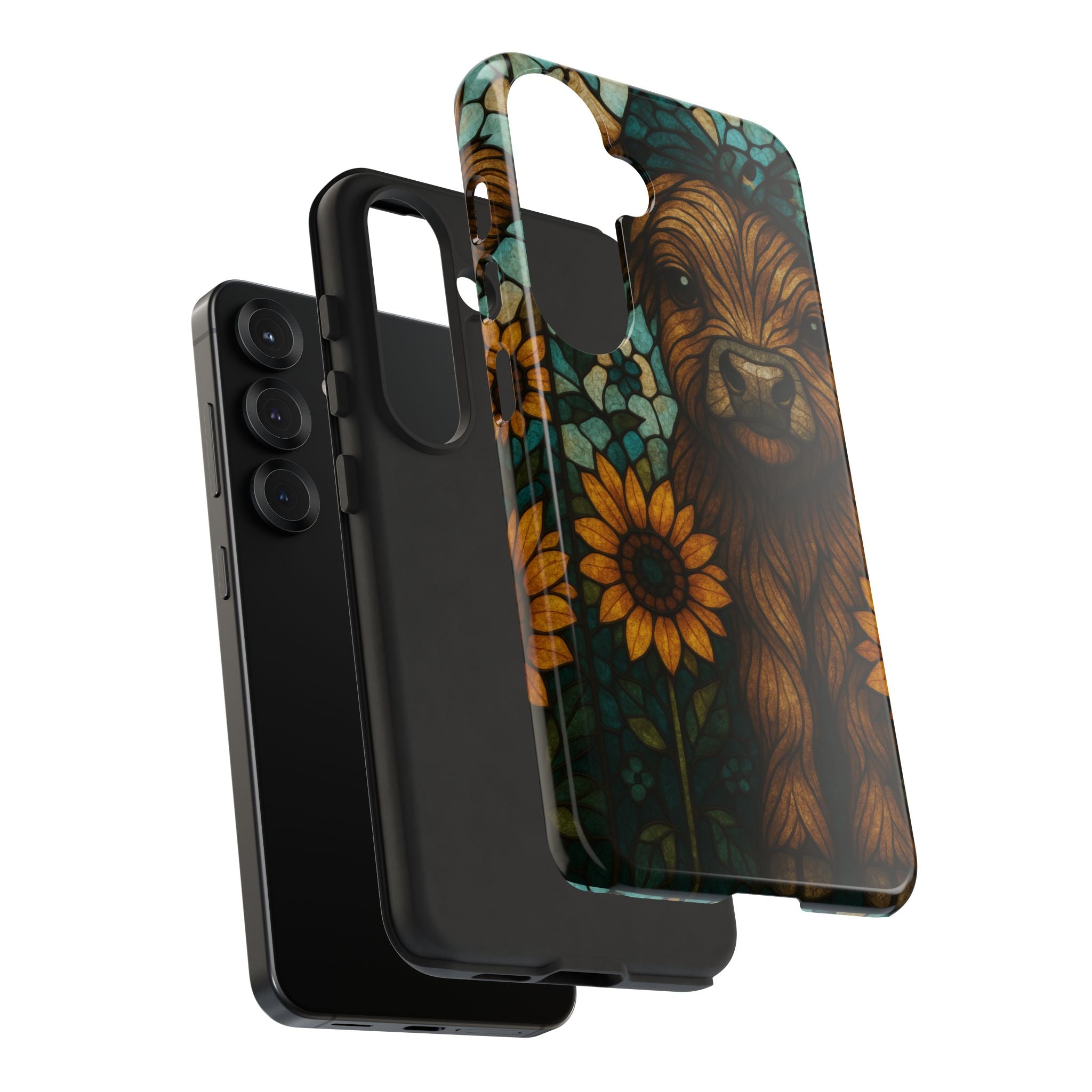 Stained Glass Baby Cow Phone Case – Sunflower Farmhouse Animal Design