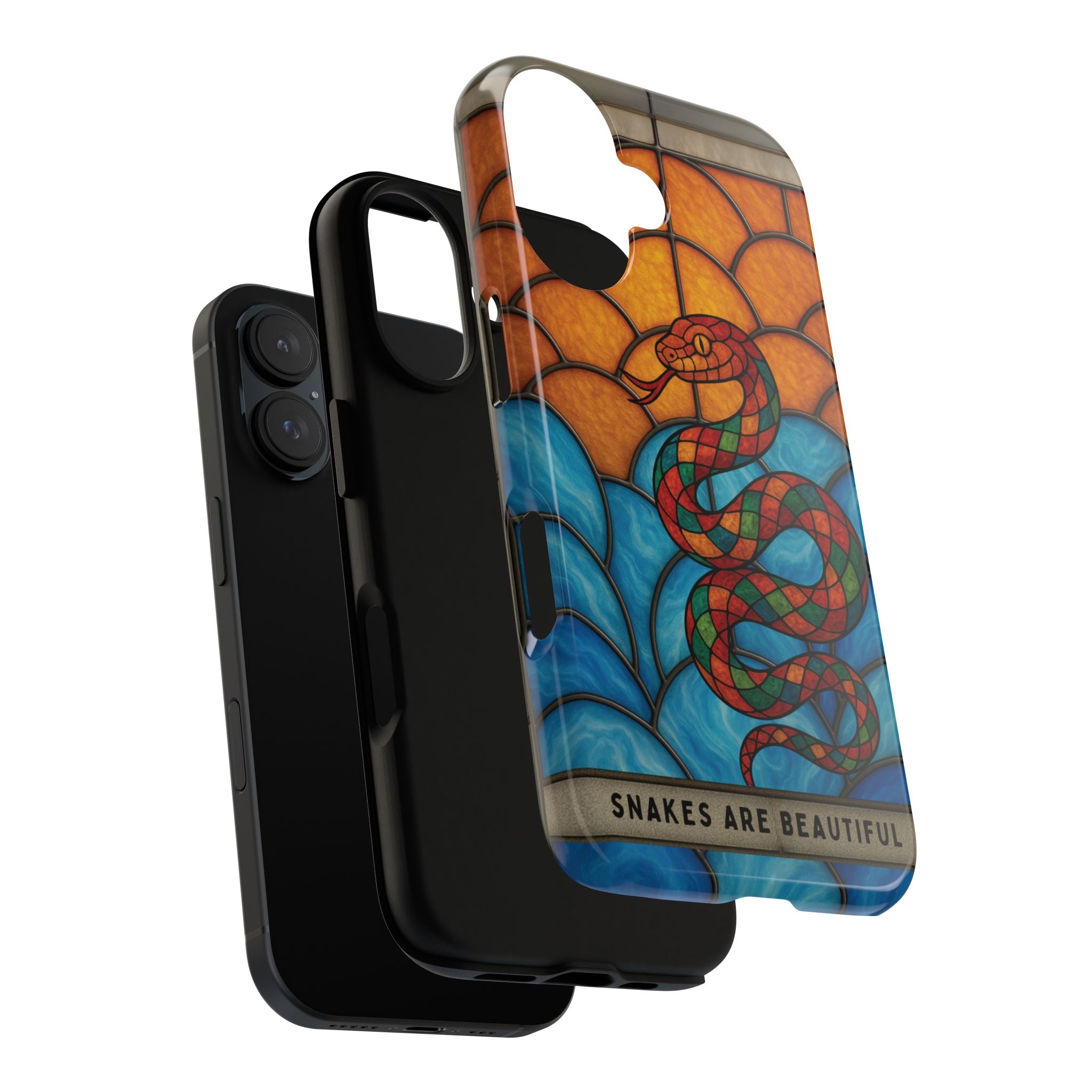 Snakes Are Beautiful Stained Glass Phone Case, Colorful Reptile Design Phone Cover, Nature Lovers Reptile Phone Case, Danger Noodle Case