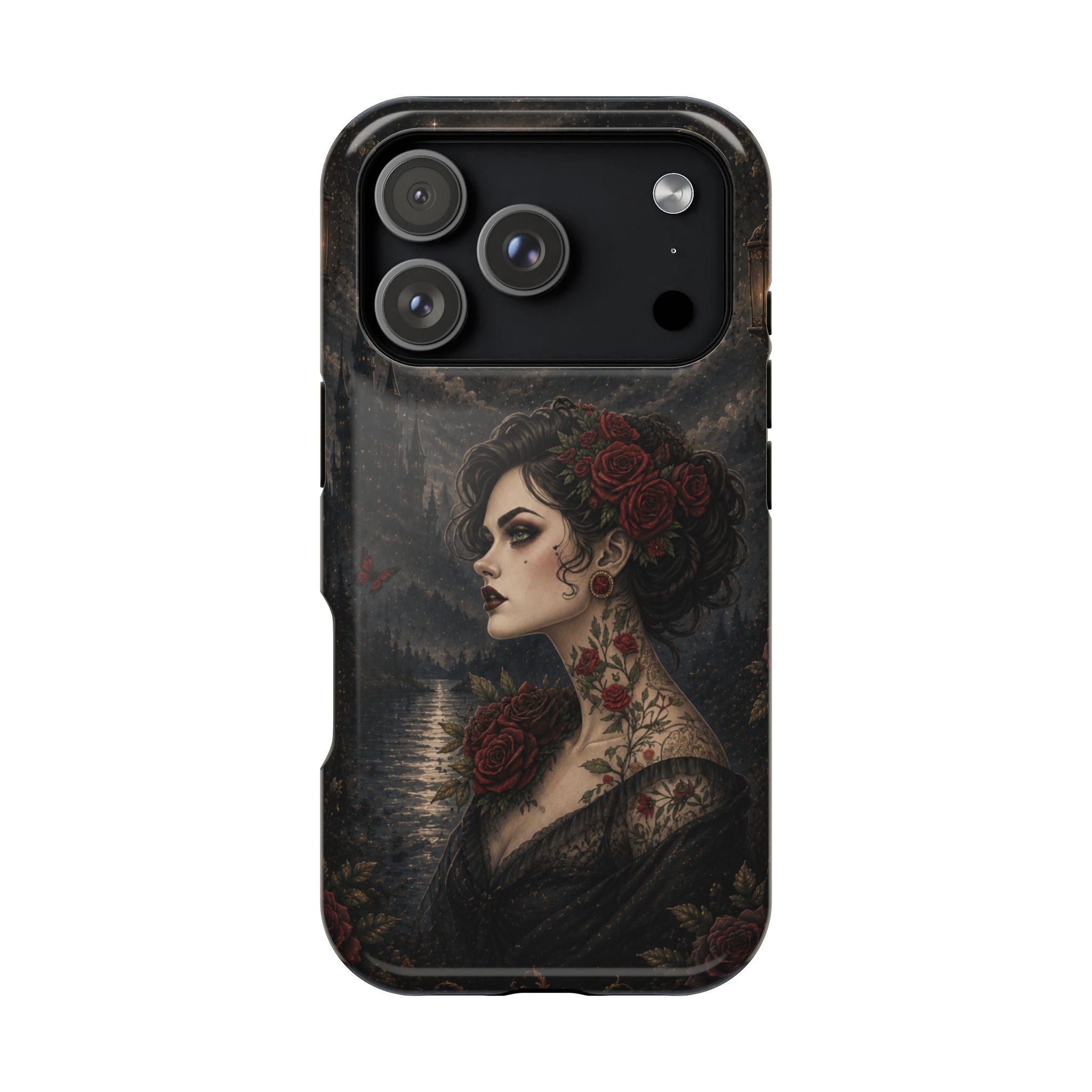 Gothic Rose Portrait Phone Case – Dark Romance MagSafe-Compatible Cover