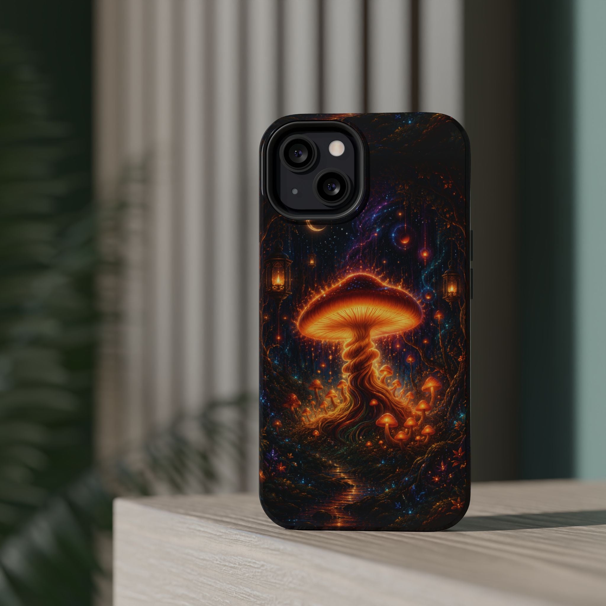 Psychedelic Glowing Mushroom Phone Case – MagSafe Galaxy Art Cover