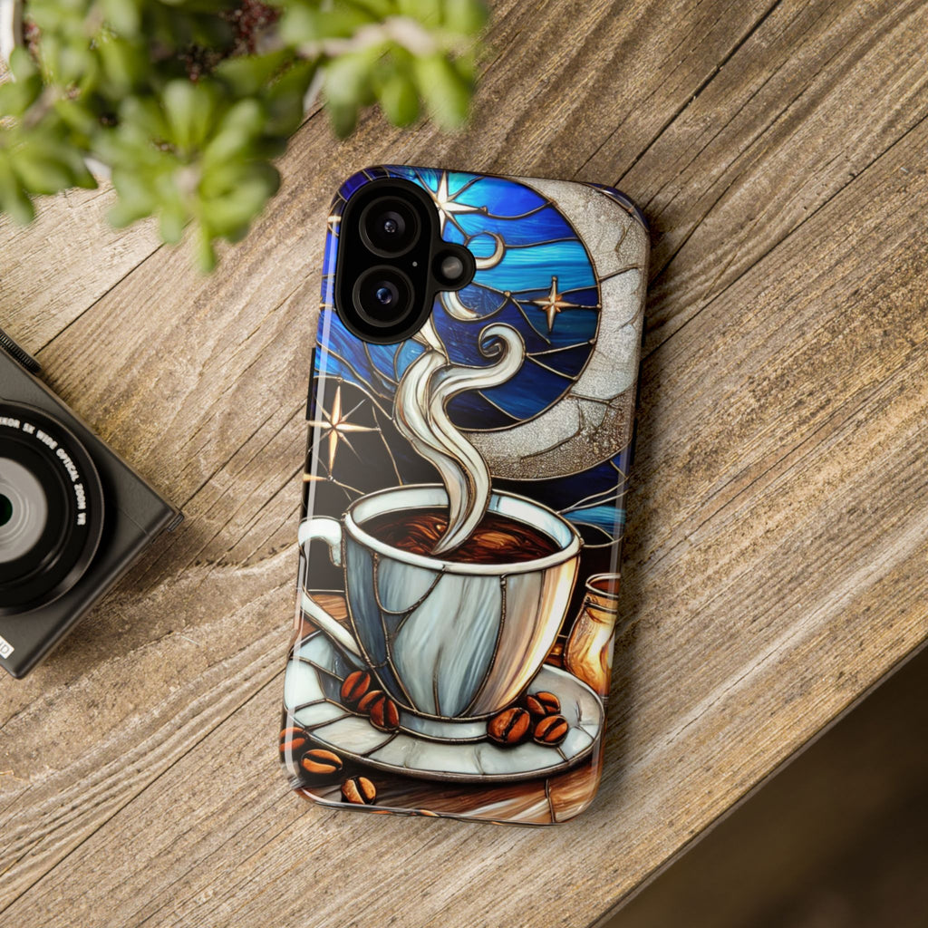 Stained Glass Coffee Phone Case – Cozy Artistic Design for Coffee Lovers