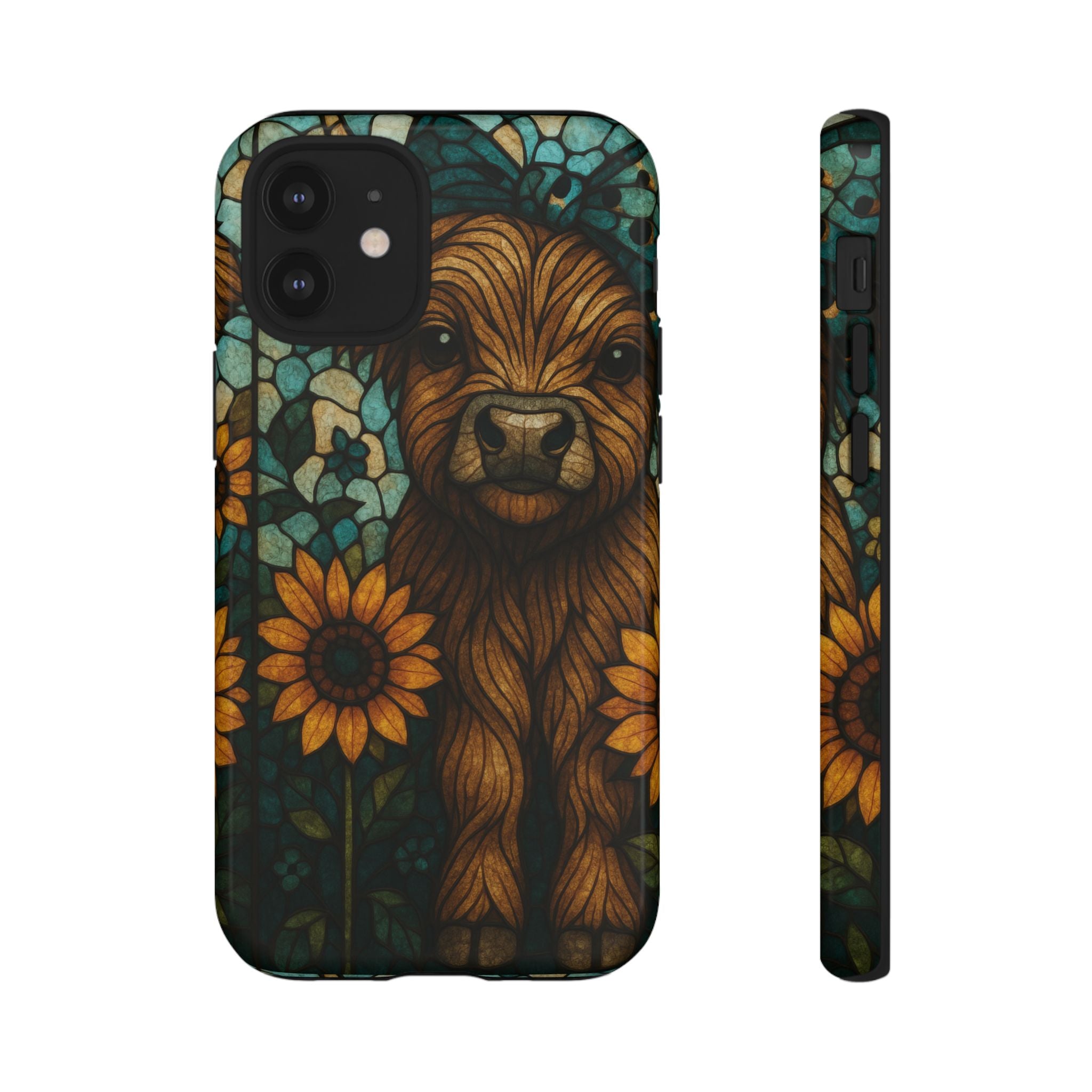 Stained Glass Baby Cow Phone Case – Sunflower Farmhouse Animal Design