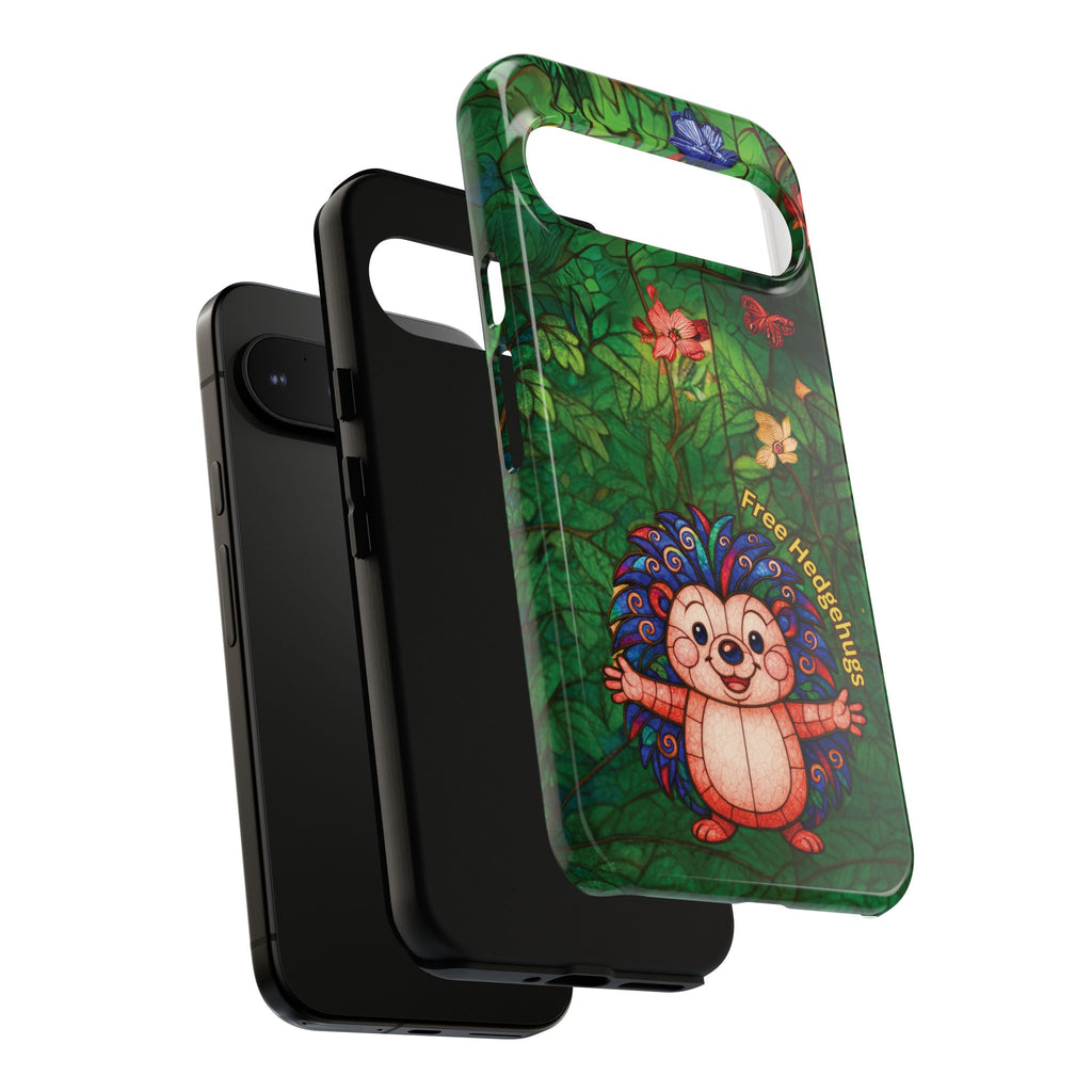 Stained Glass Hedgehog Phone Case – "Free Hedgehugs" Floral Design