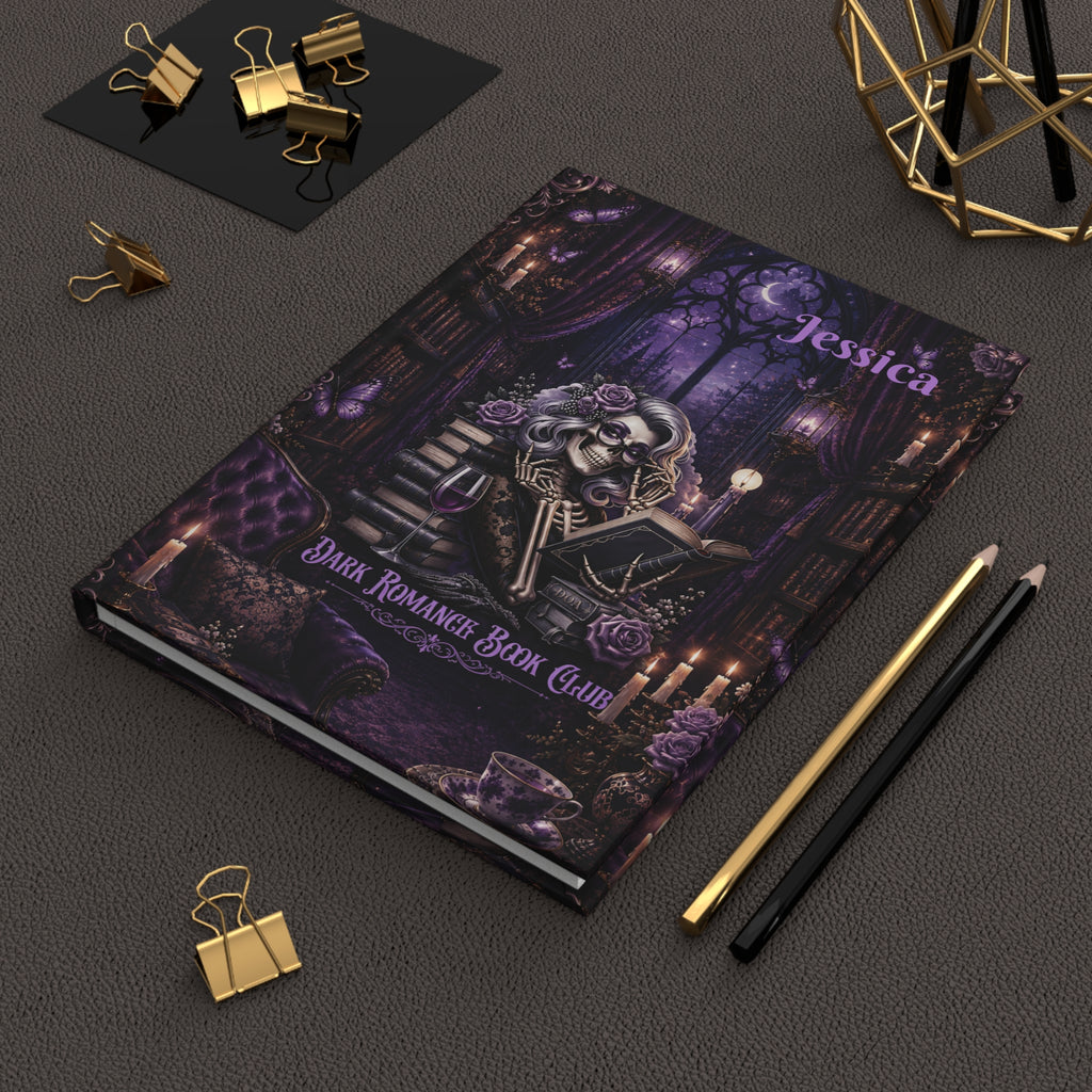 Personalized Dark Romance Journal — Custom Name Gothic Skull & Roses Hardcover Notebook | Lined Pages, Witchy Gift