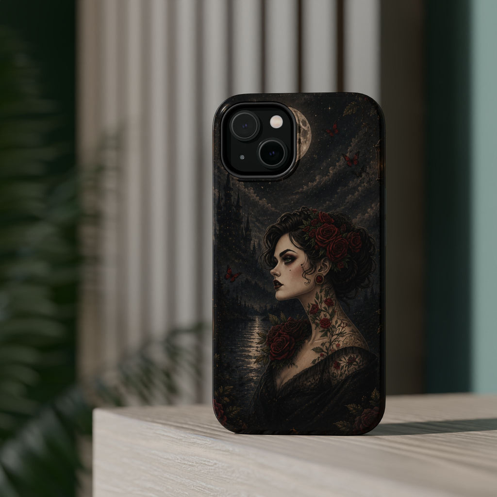 Gothic Rose Portrait Phone Case – Dark Romance MagSafe-Compatible Cover