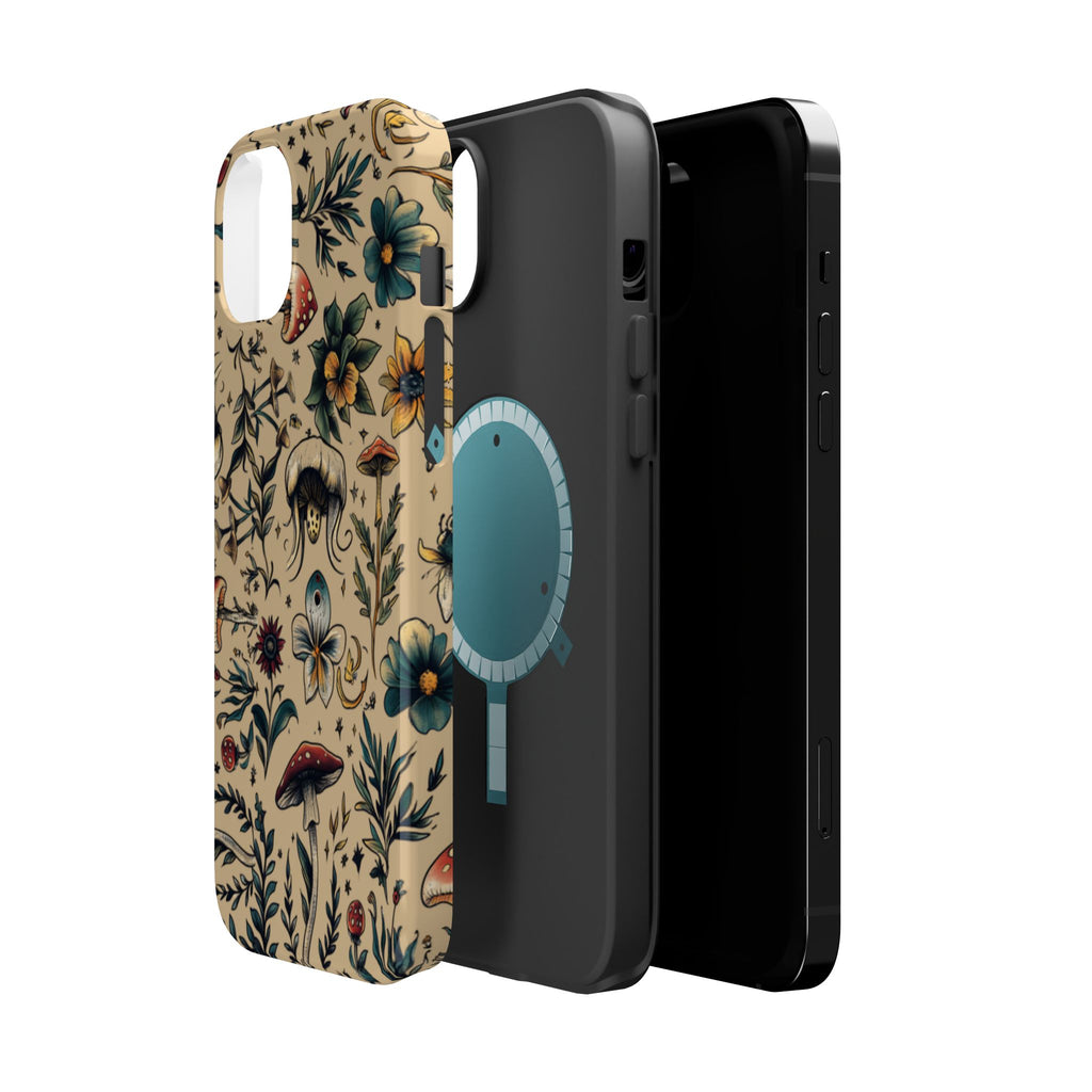 Vintage Botanical Mushroom Phone Case – MagSafe-Compatible Cover