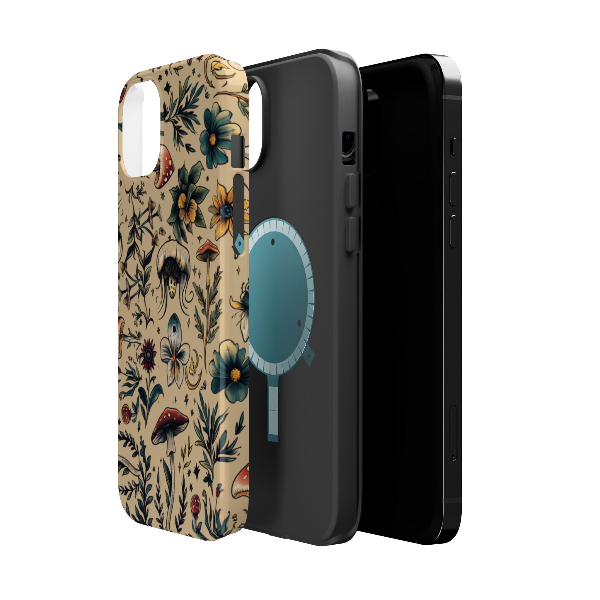 Vintage Botanical Mushroom Phone Case – MagSafe-Compatible Cover