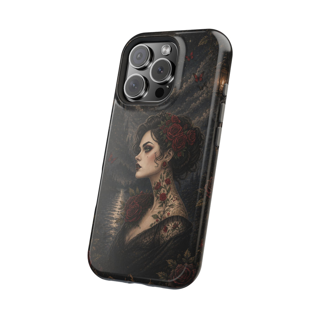 Gothic Rose Portrait Phone Case – Dark Romance MagSafe-Compatible Cover