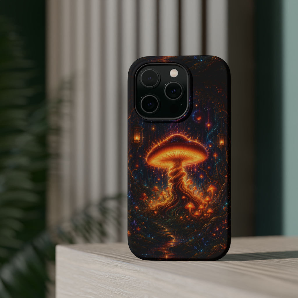 Psychedelic Glowing Mushroom Phone Case – MagSafe Galaxy Art Cover