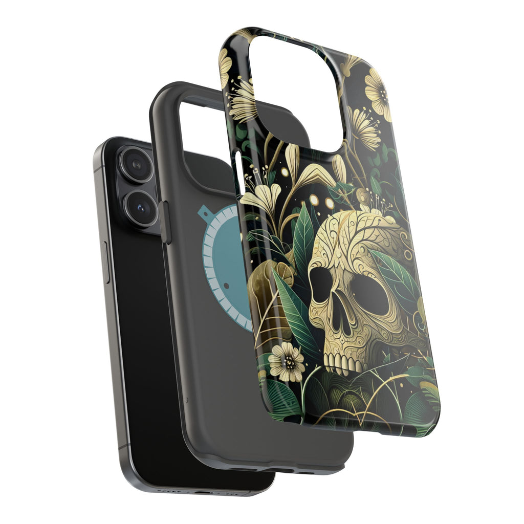 Floral Skull Phone Case – Botanical Gothic MagSafe-Compatible Cover