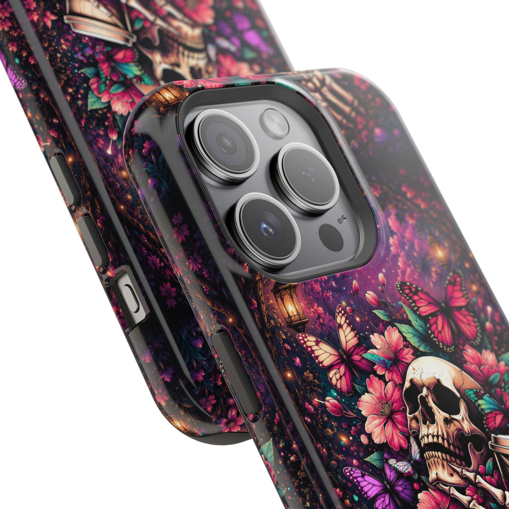 Skull & Butterflies Phone Case – Gothic Floral MagSafe-Compatible Case