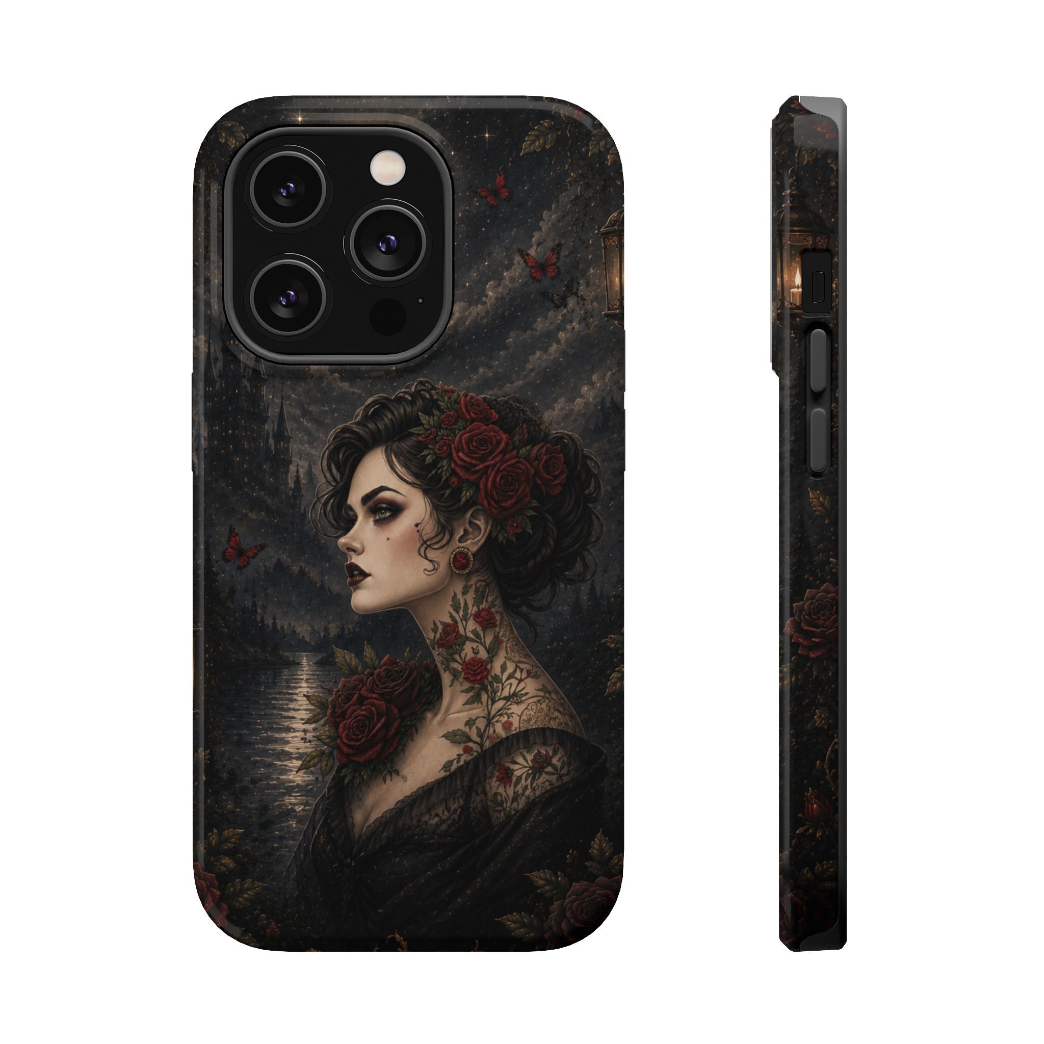 Gothic Rose Portrait Phone Case – Dark Romance MagSafe-Compatible Cover