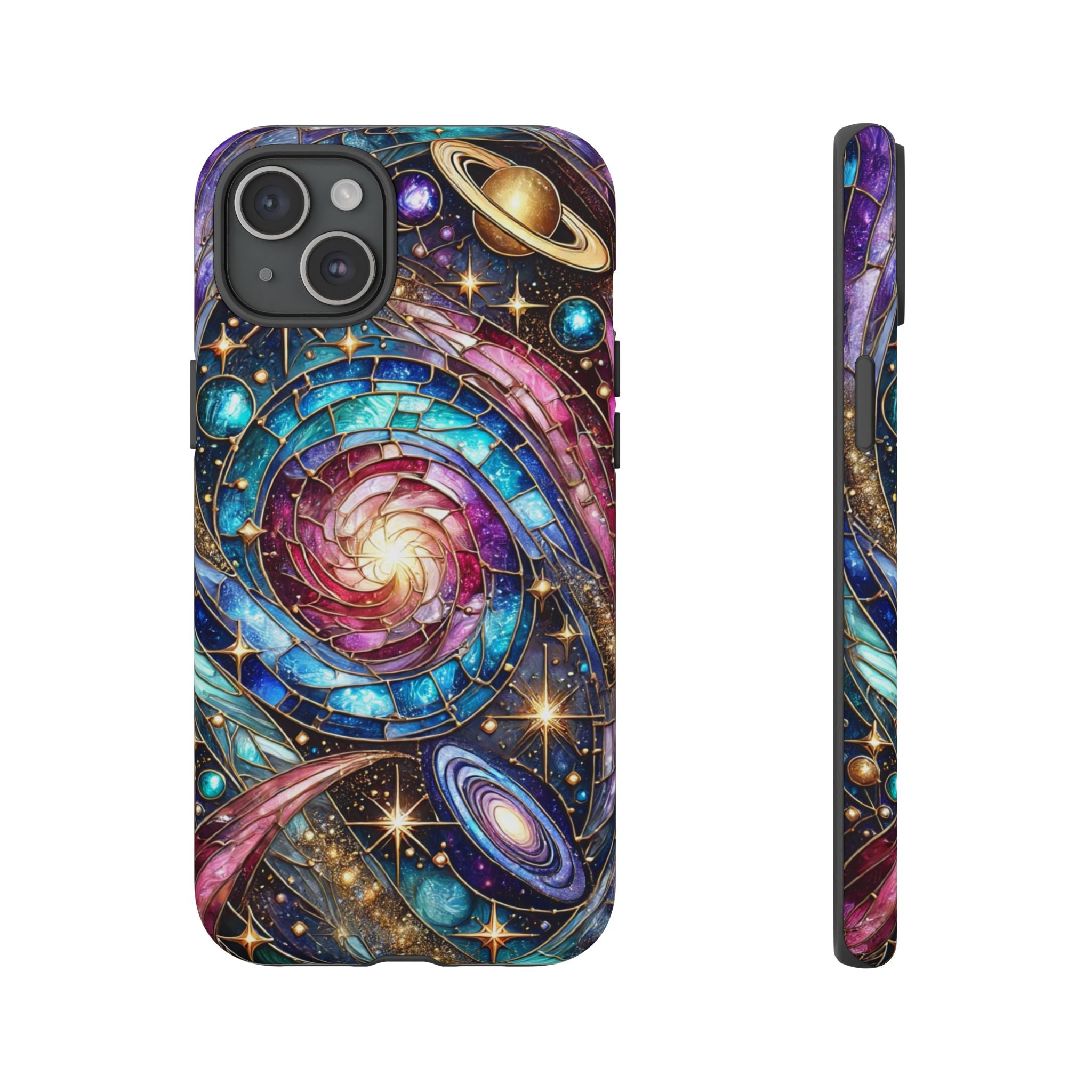 Galaxy Swirl Stained Glass Phone Case – Cosmic Celestial Cover