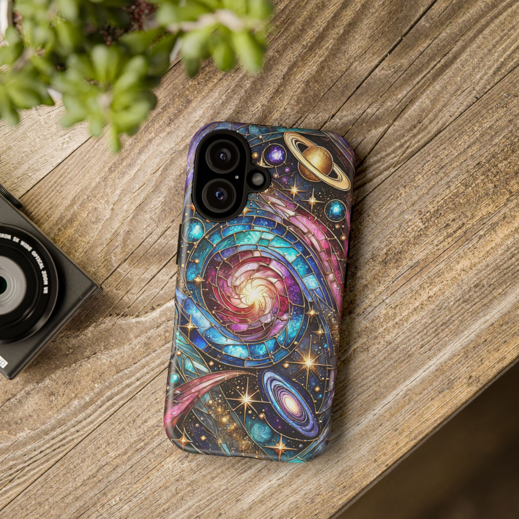 Galaxy Swirl Stained Glass Phone Case – Cosmic Celestial Cover