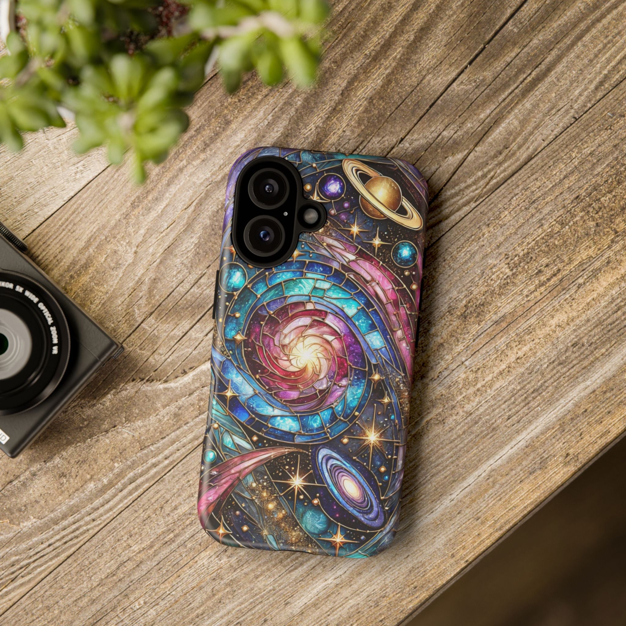 Galaxy Swirl Stained Glass Phone Case – Cosmic Celestial Cover