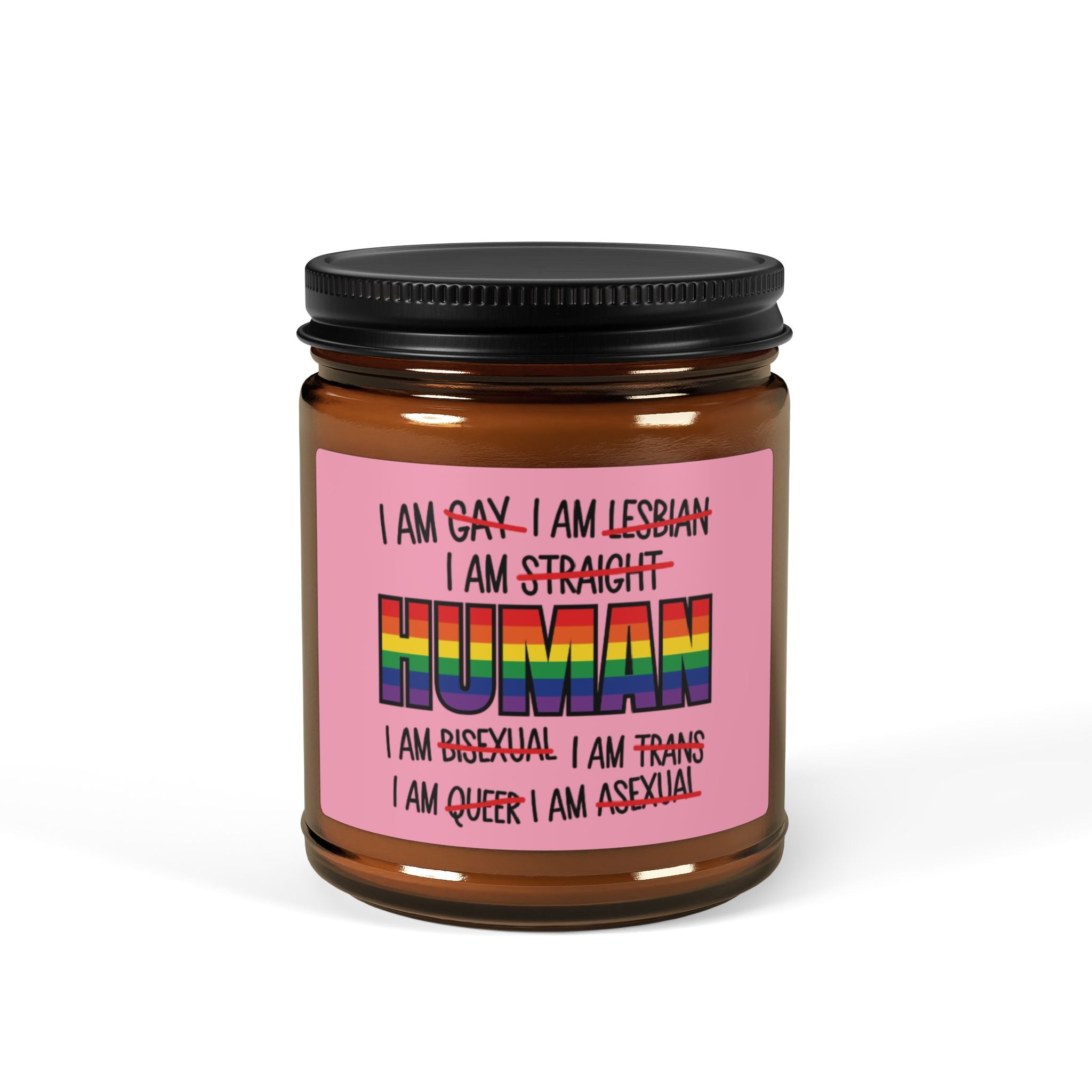 I Am Human Rainbow Pride Scented Soy Candle, LGBTQ+ Affirming Candles for Friend, Pride Celebration Statement Candle Grad Gift From Mom Dad