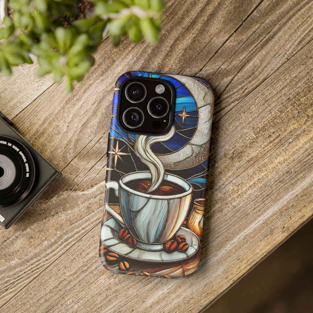Stained Glass Coffee Phone Case – Cozy Artistic Design for Coffee Lovers