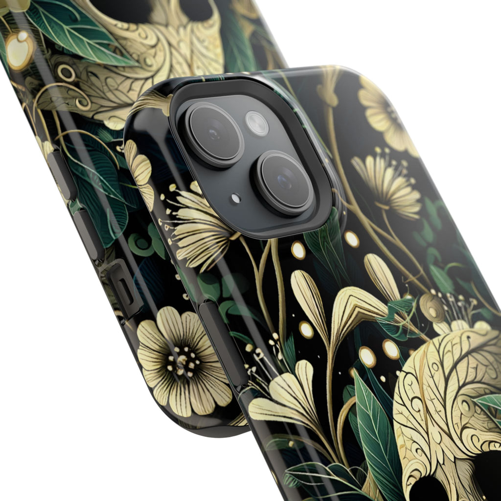 Floral Skull Phone Case – Botanical Gothic MagSafe-Compatible Cover